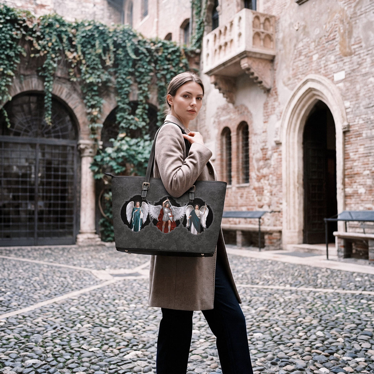 The Archangels Tote Bag (Damask Charcoal)