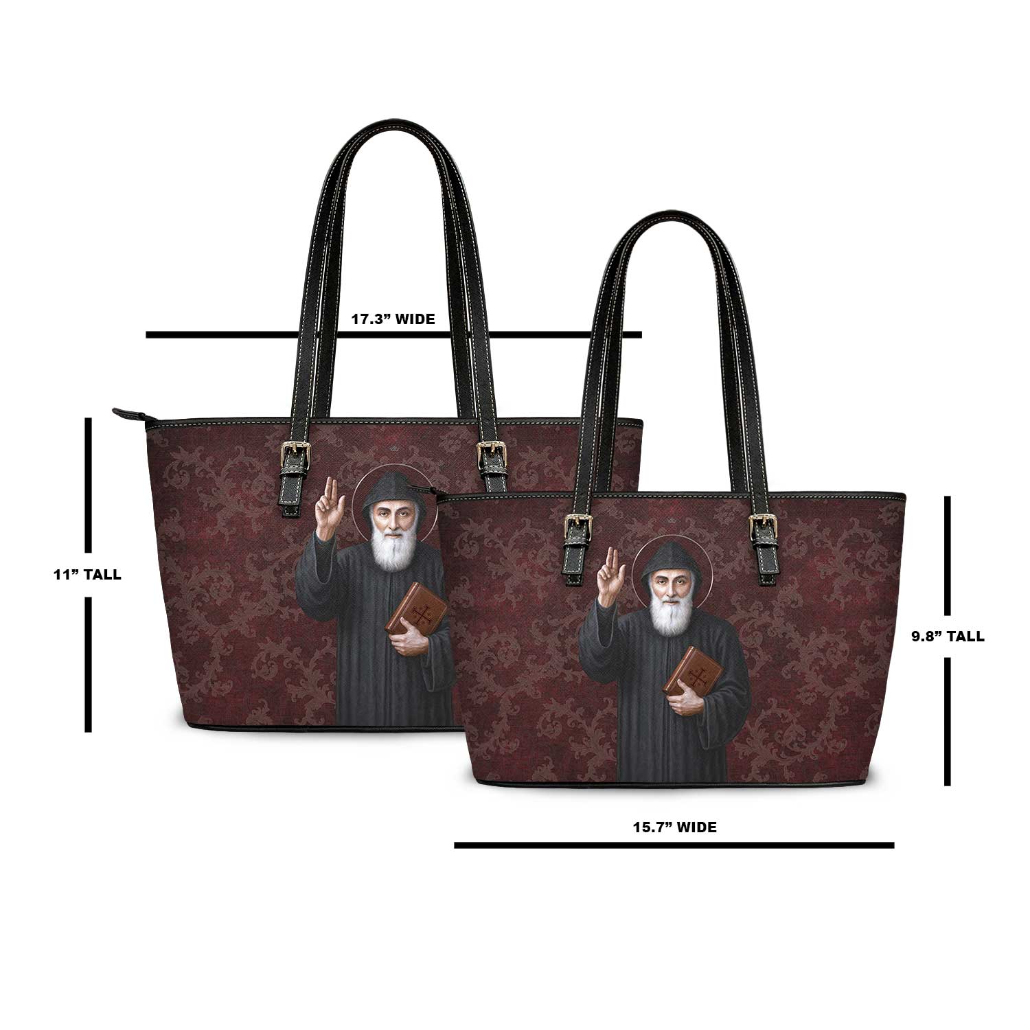 St. Charbel Tote Bag (Damask Mahogany) Copyright VENXARA