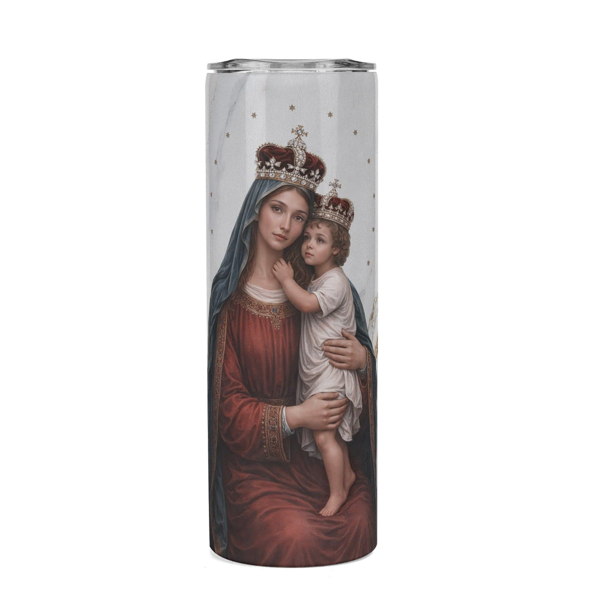 Divine King and Queen Lords Prayer Skinny Tumbler (Blanc Marble 20 oz) Copyright VENXARA