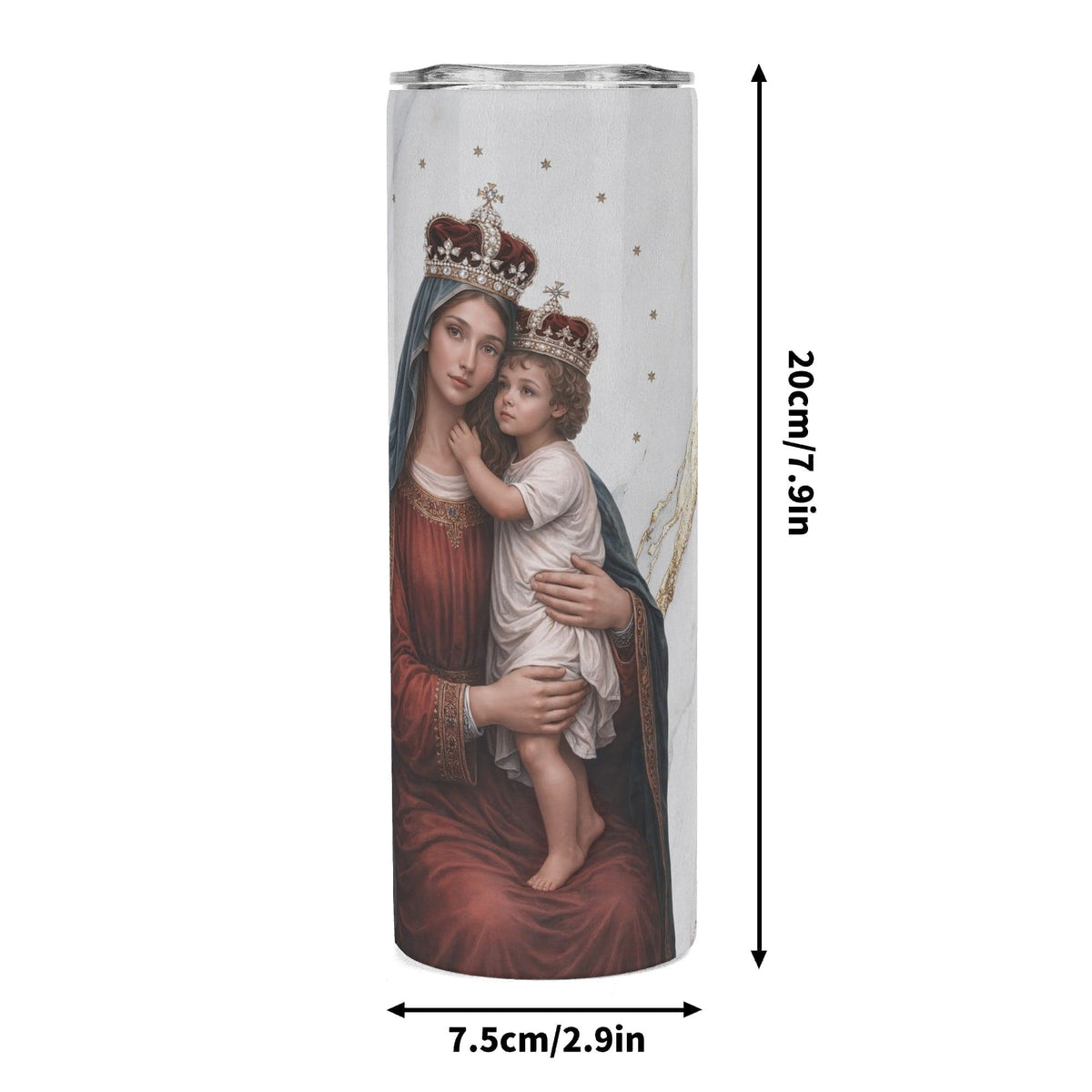 Divine King and Queen Lords Prayer Skinny Tumbler (Blanc Marble 20 oz) Copyright VENXARA