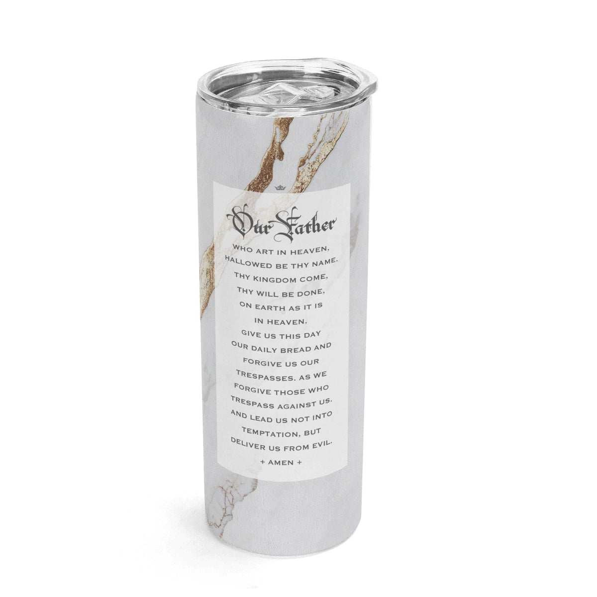 Divine King and Queen Lords Prayer Skinny Tumbler (Blanc Marble 20 oz) Copyright VENXARA