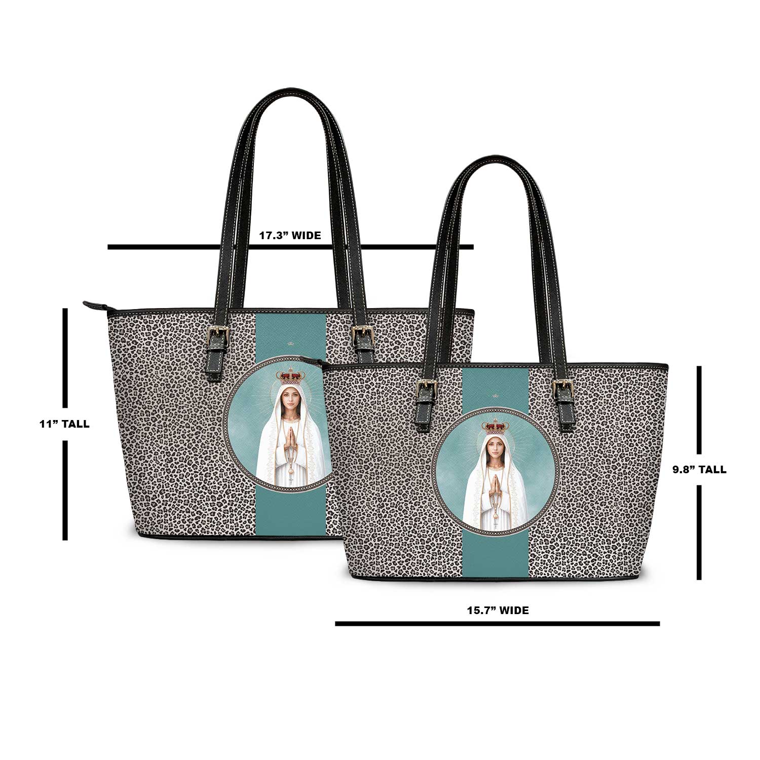 Our Lady of Fatima Medallion Tote Bag (Leopard) - Venxara