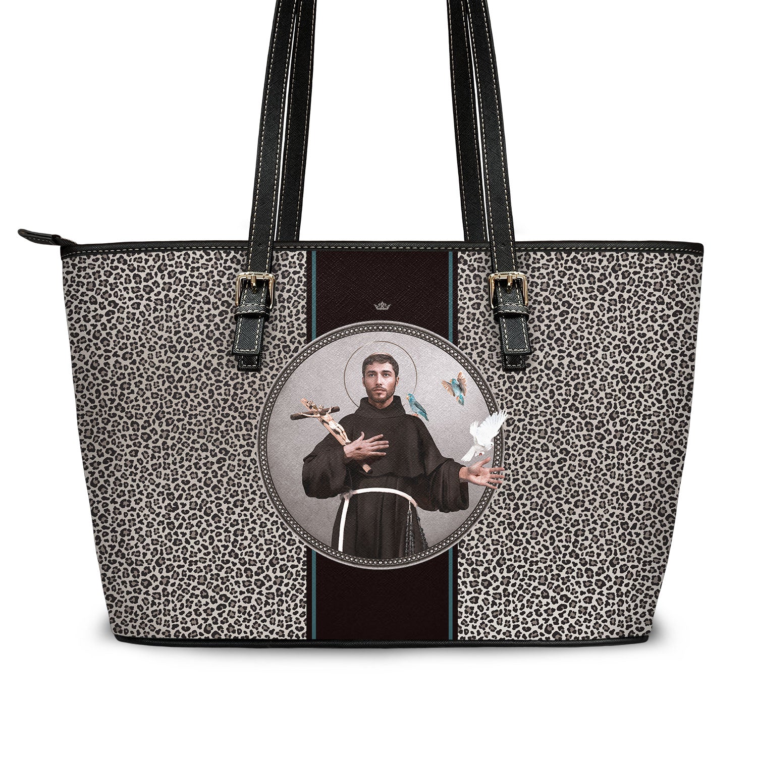 St. Francis of Assisi Medallion Tote Bag (Leopard)