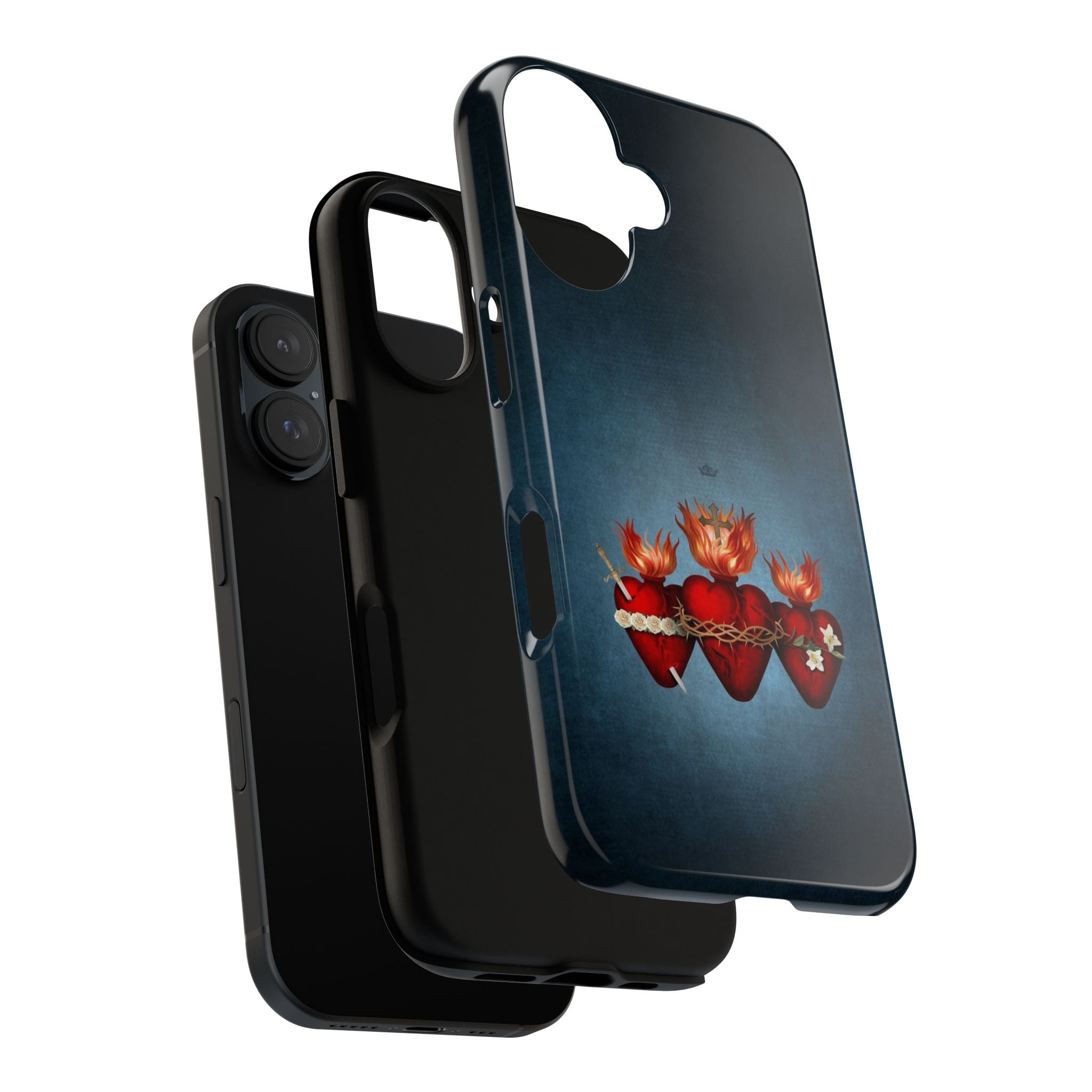 Holy Family Hearts Hard Phone Case (Vintage Blue) Copyright VENXARA