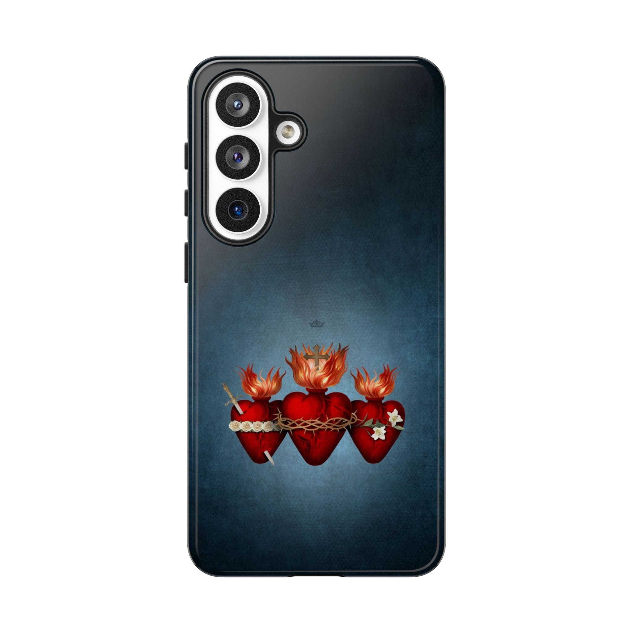 Holy Family Hearts Hard Phone Case (Vintage Blue) Copyright VENXARA