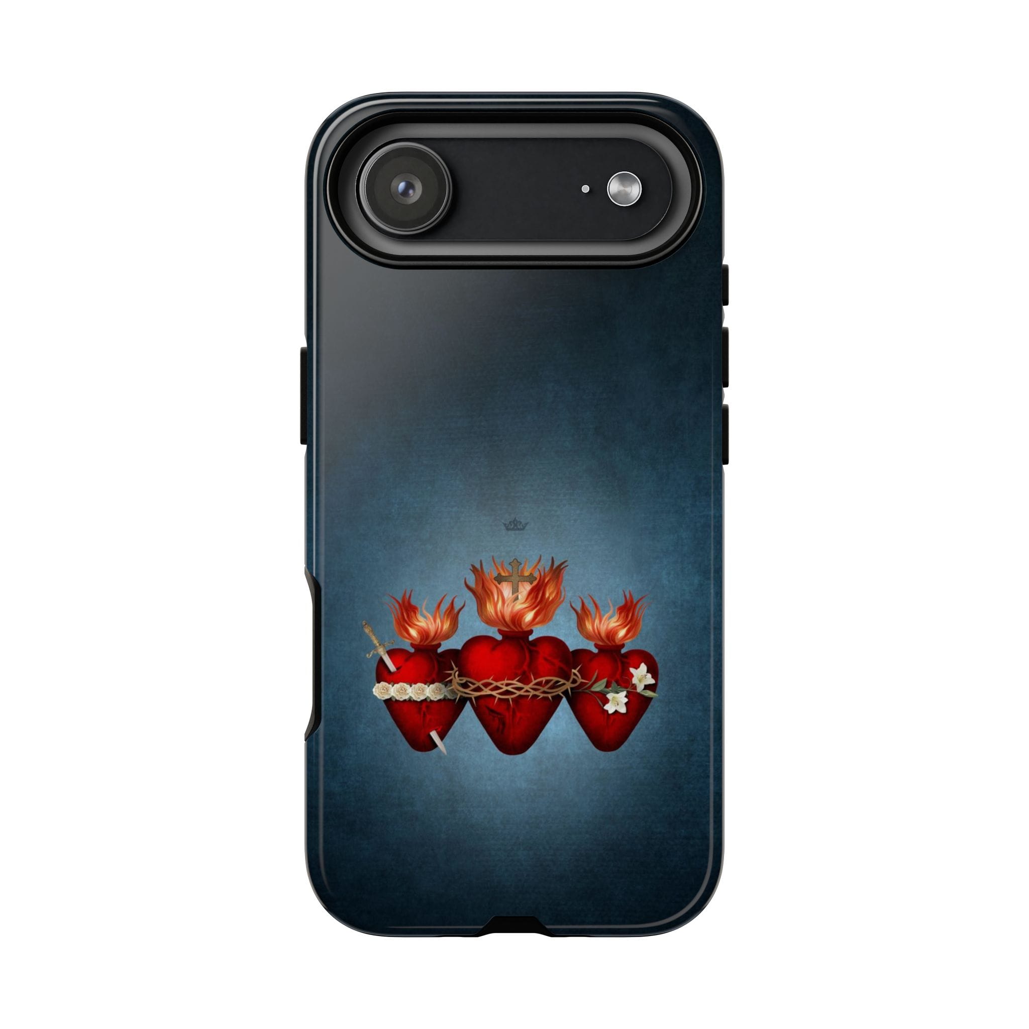 Holy Family Hearts Hard Phone Case (Vintage Blue) Copyright VENXARA