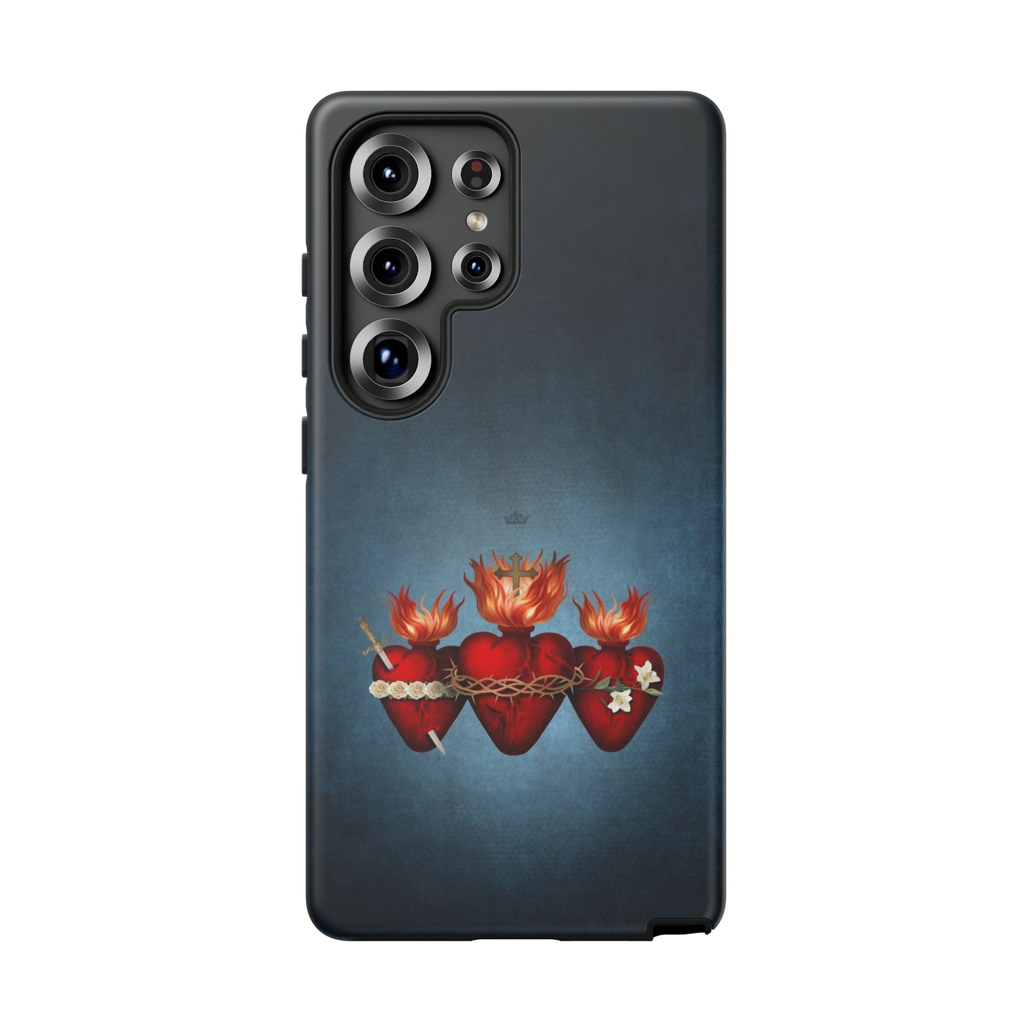 Holy Family Hearts Hard Phone Case (Vintage Blue) Copyright VENXARA