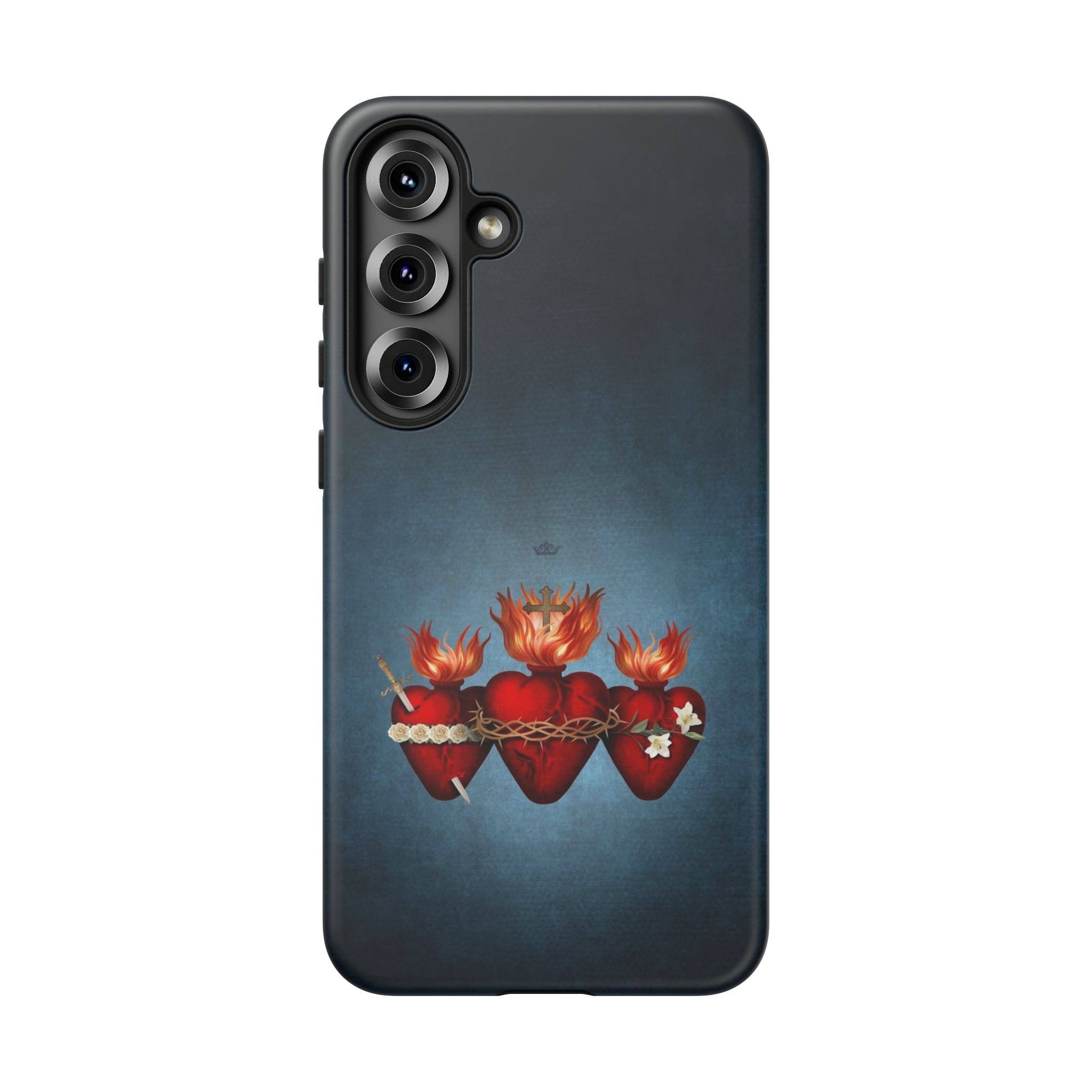 Holy Family Hearts Hard Phone Case (Vintage Blue) Copyright VENXARA