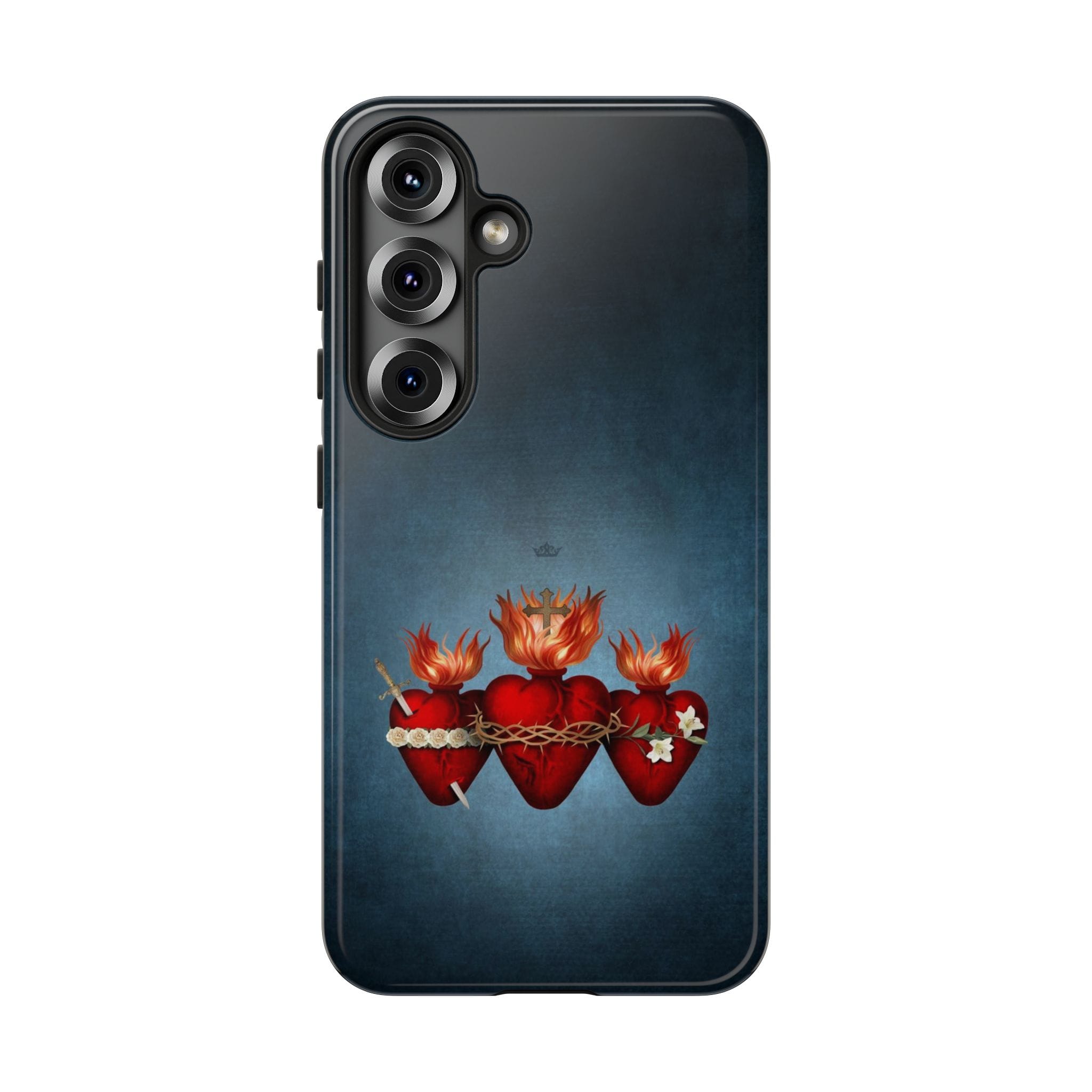 Holy Family Hearts Hard Phone Case (Vintage Blue) Copyright VENXARA