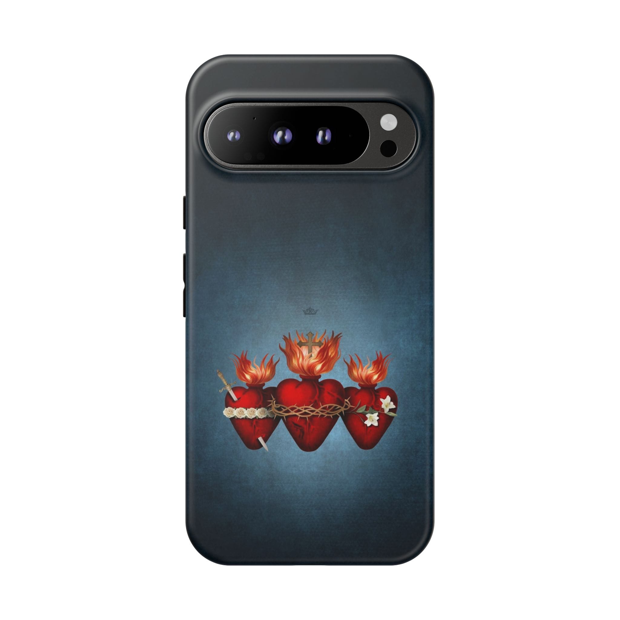 Holy Family Hearts Hard Phone Case (Vintage Blue) Copyright VENXARA
