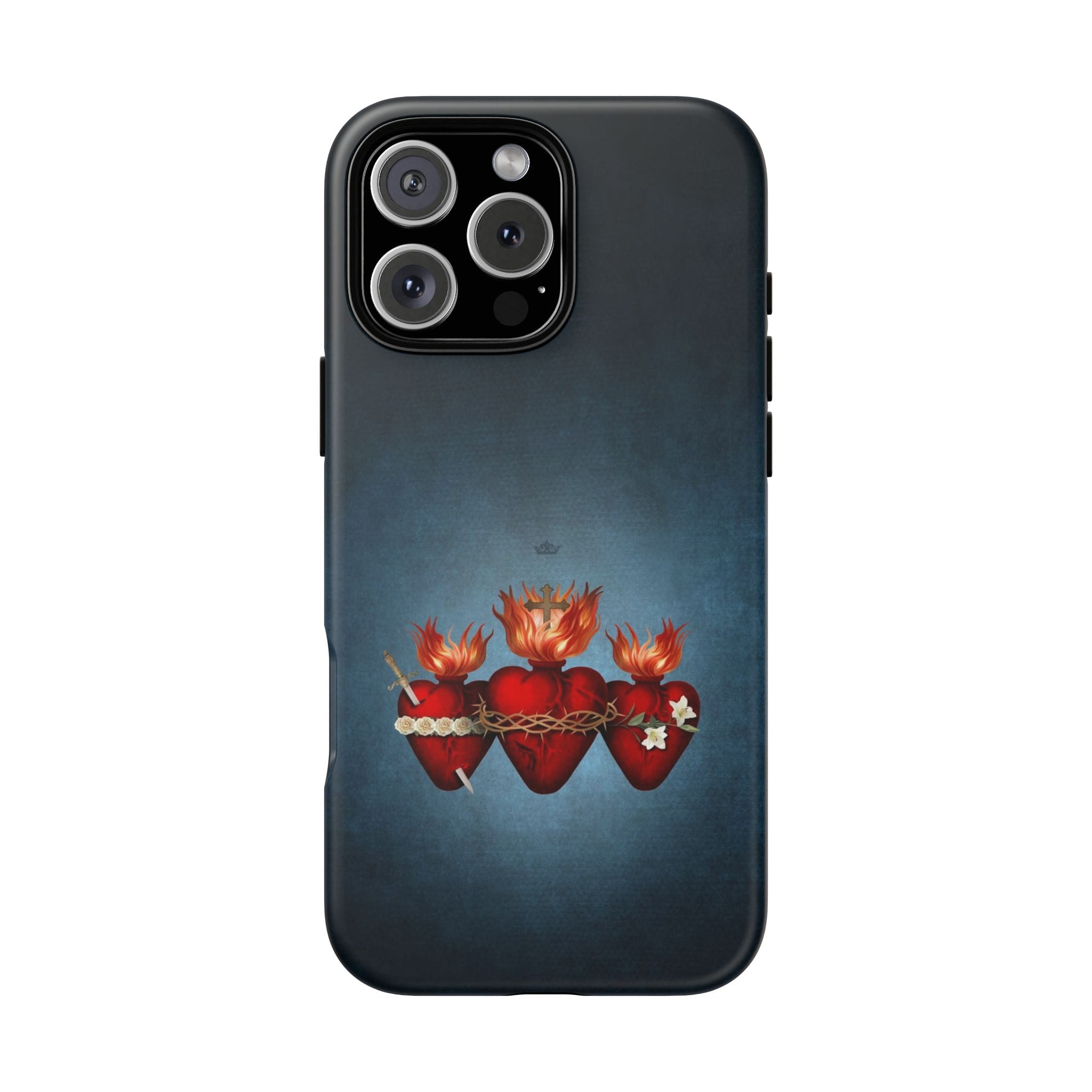 Holy Family Hearts Hard Phone Case (Vintage Blue) Copyright VENXARA