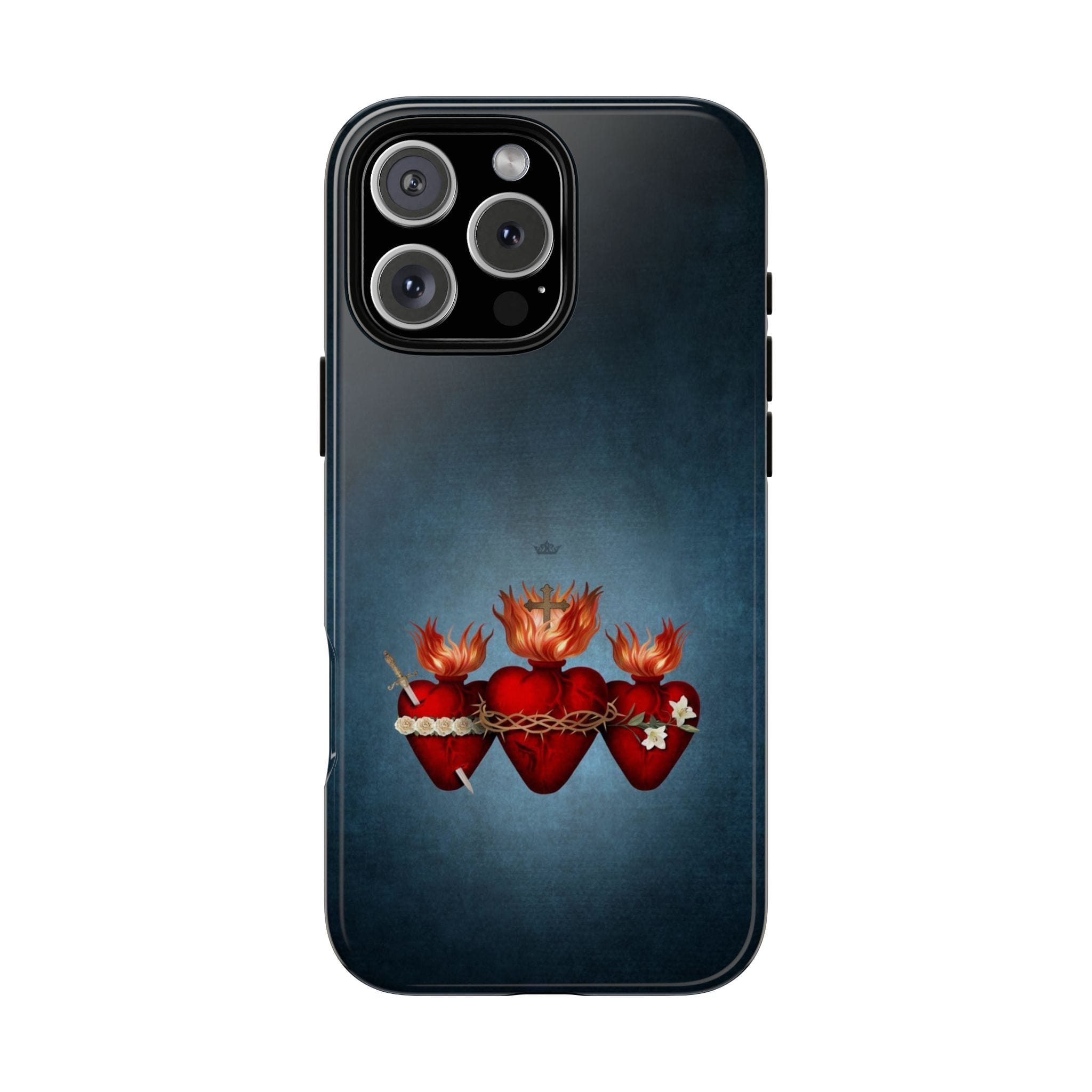 Holy Family Hearts Hard Phone Case (Vintage Blue) Copyright VENXARA