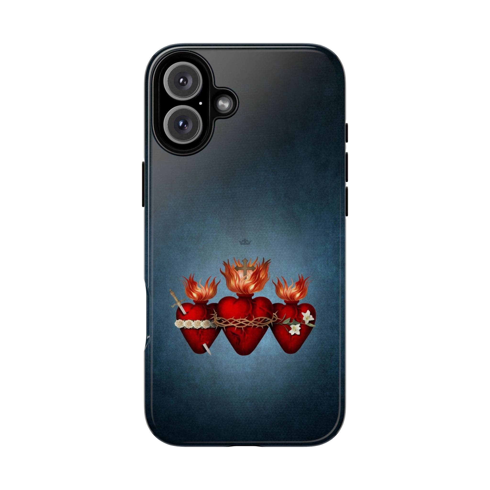 Holy Family Hearts Hard Phone Case (Vintage Blue) Copyright VENXARA