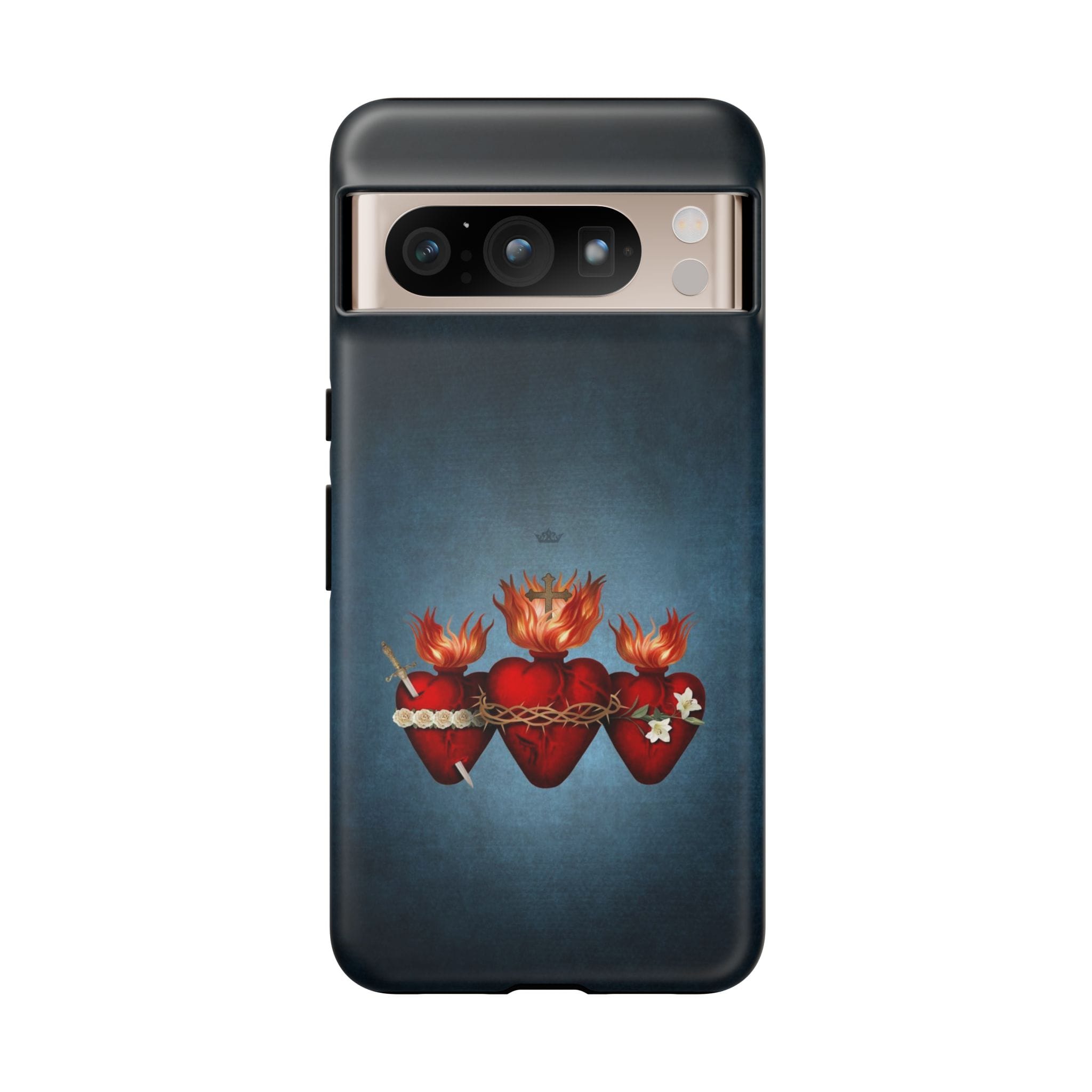 Holy Family Hearts Hard Phone Case (Vintage Blue) Copyright VENXARA
