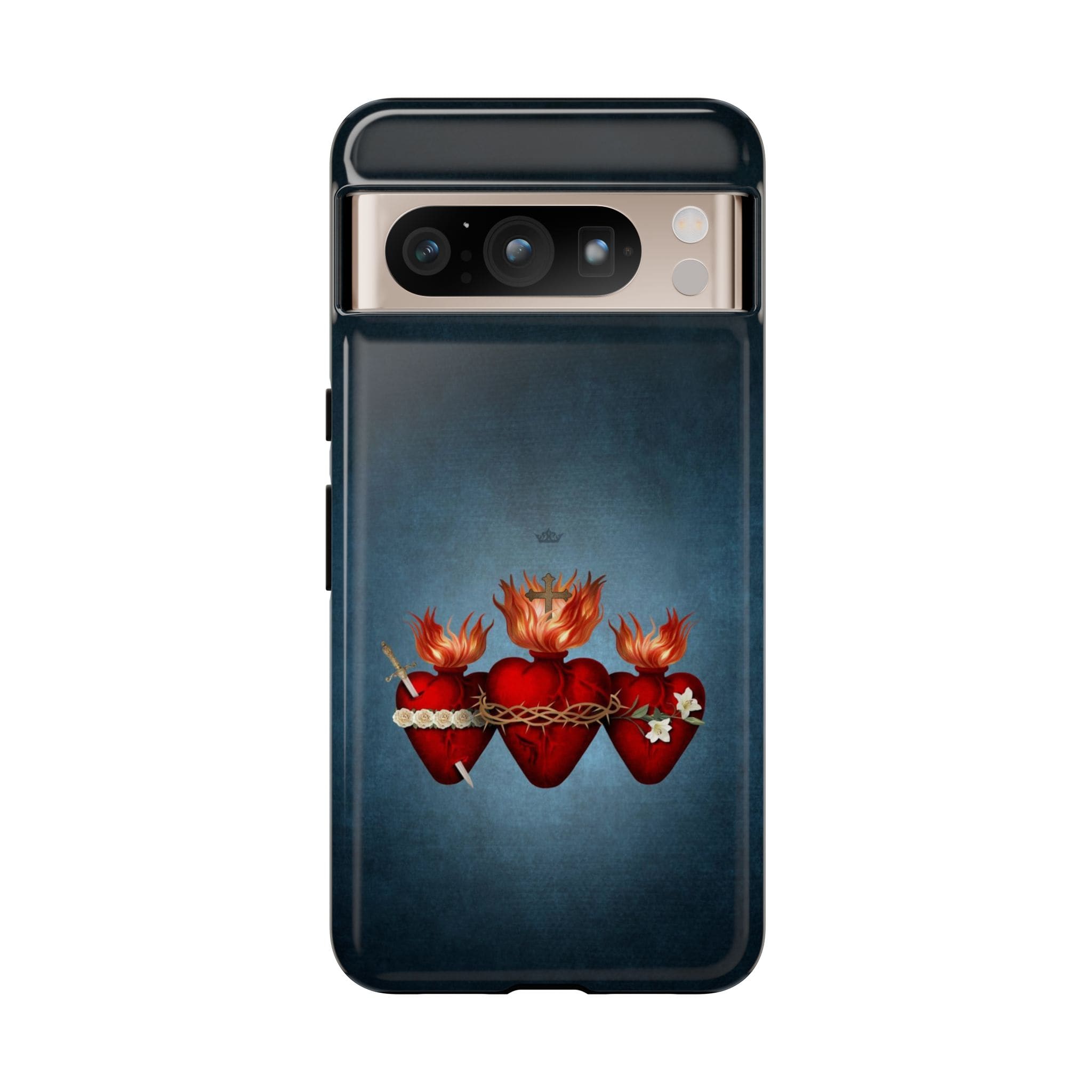Holy Family Hearts Hard Phone Case (Vintage Blue) Copyright VENXARA