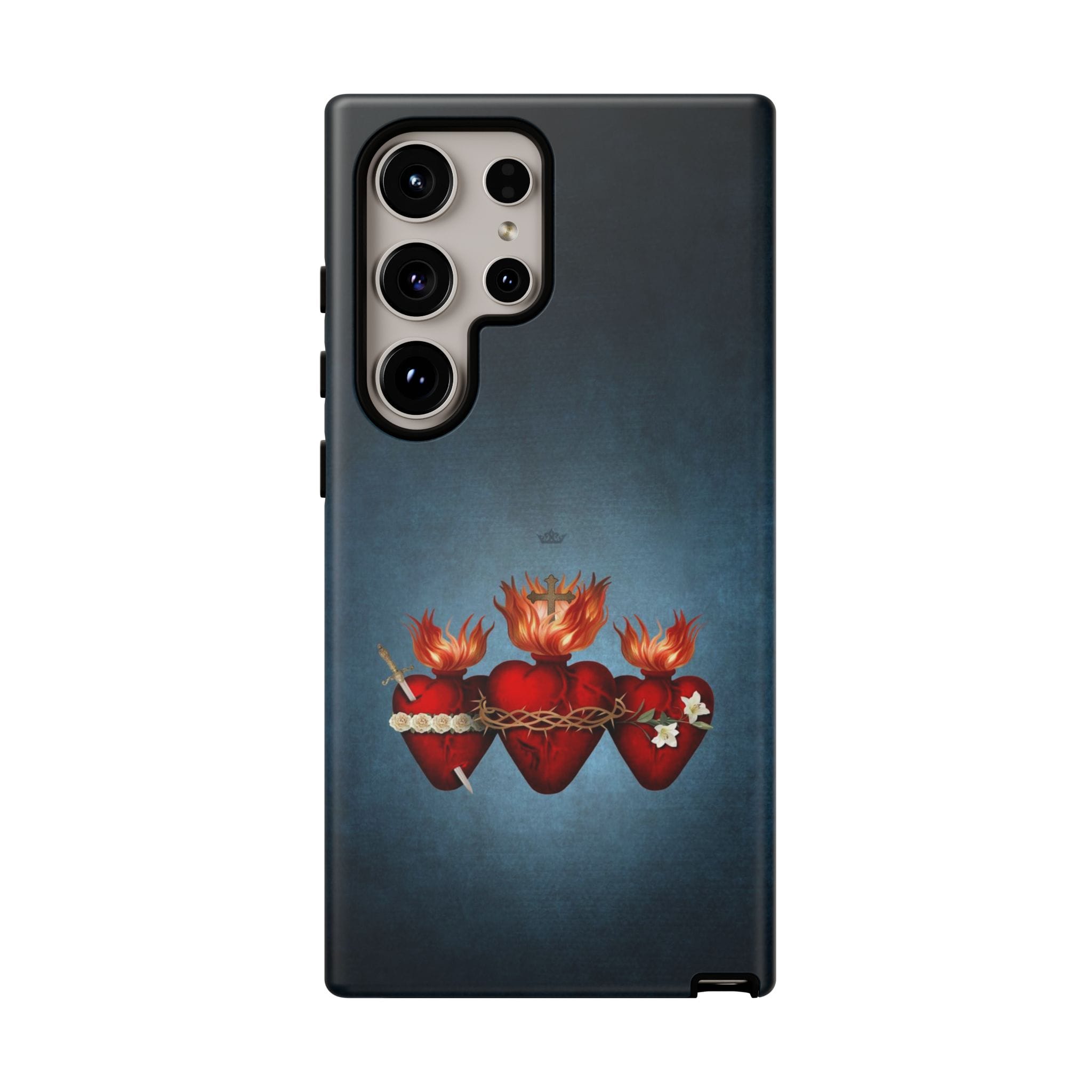Holy Family Hearts Hard Phone Case (Vintage Blue) Copyright VENXARA