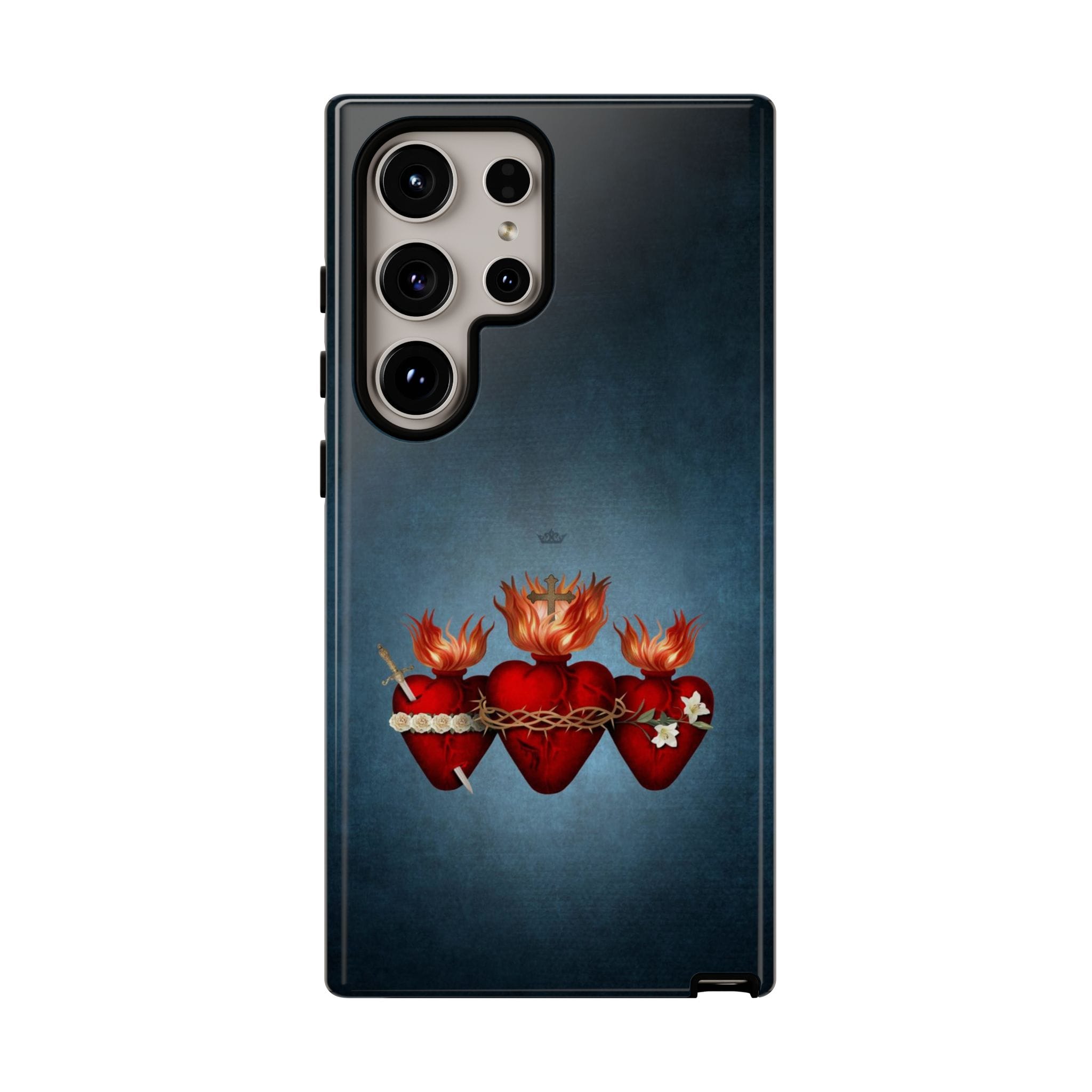 Holy Family Hearts Hard Phone Case (Vintage Blue) Copyright VENXARA