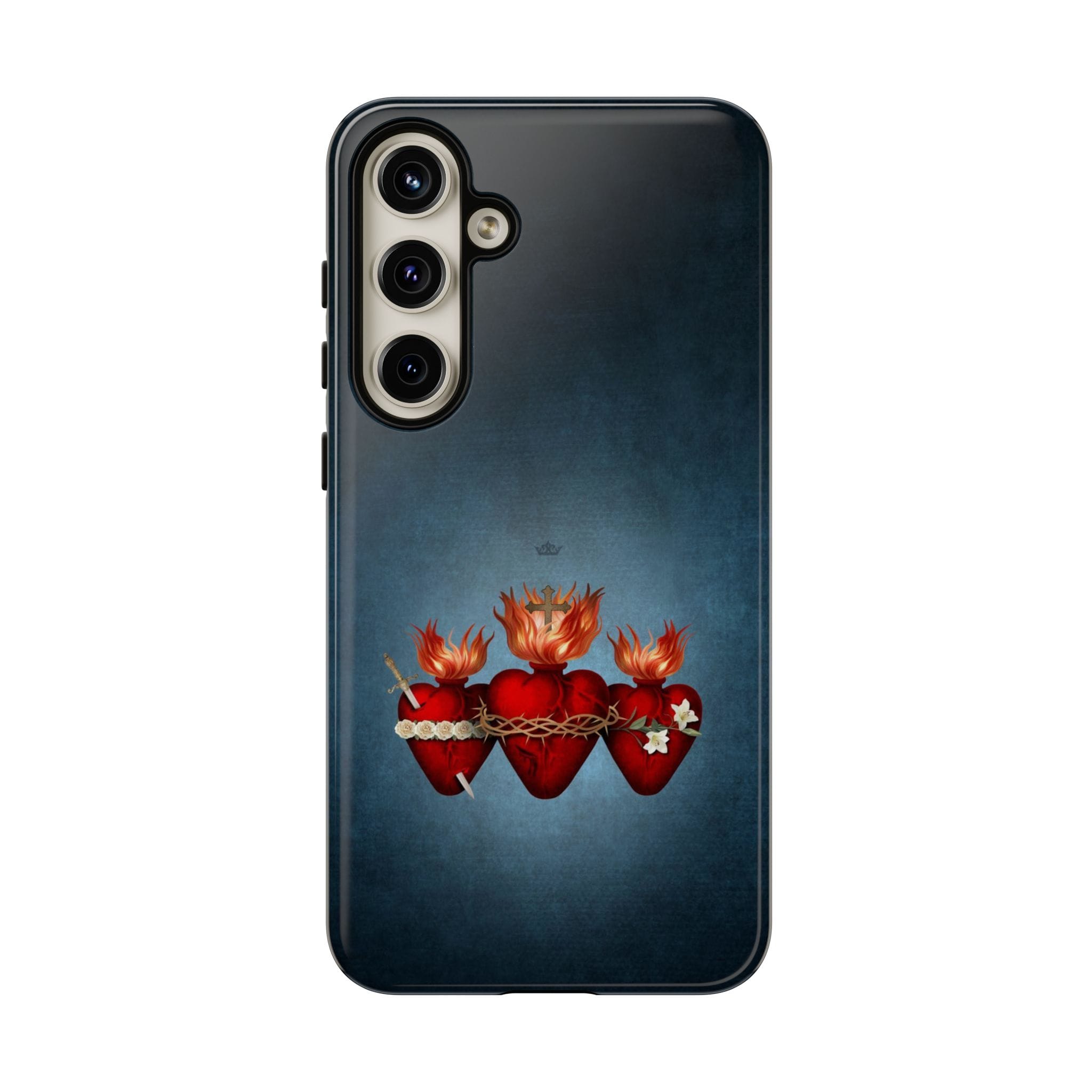 Holy Family Hearts Hard Phone Case (Vintage Blue) Copyright VENXARA