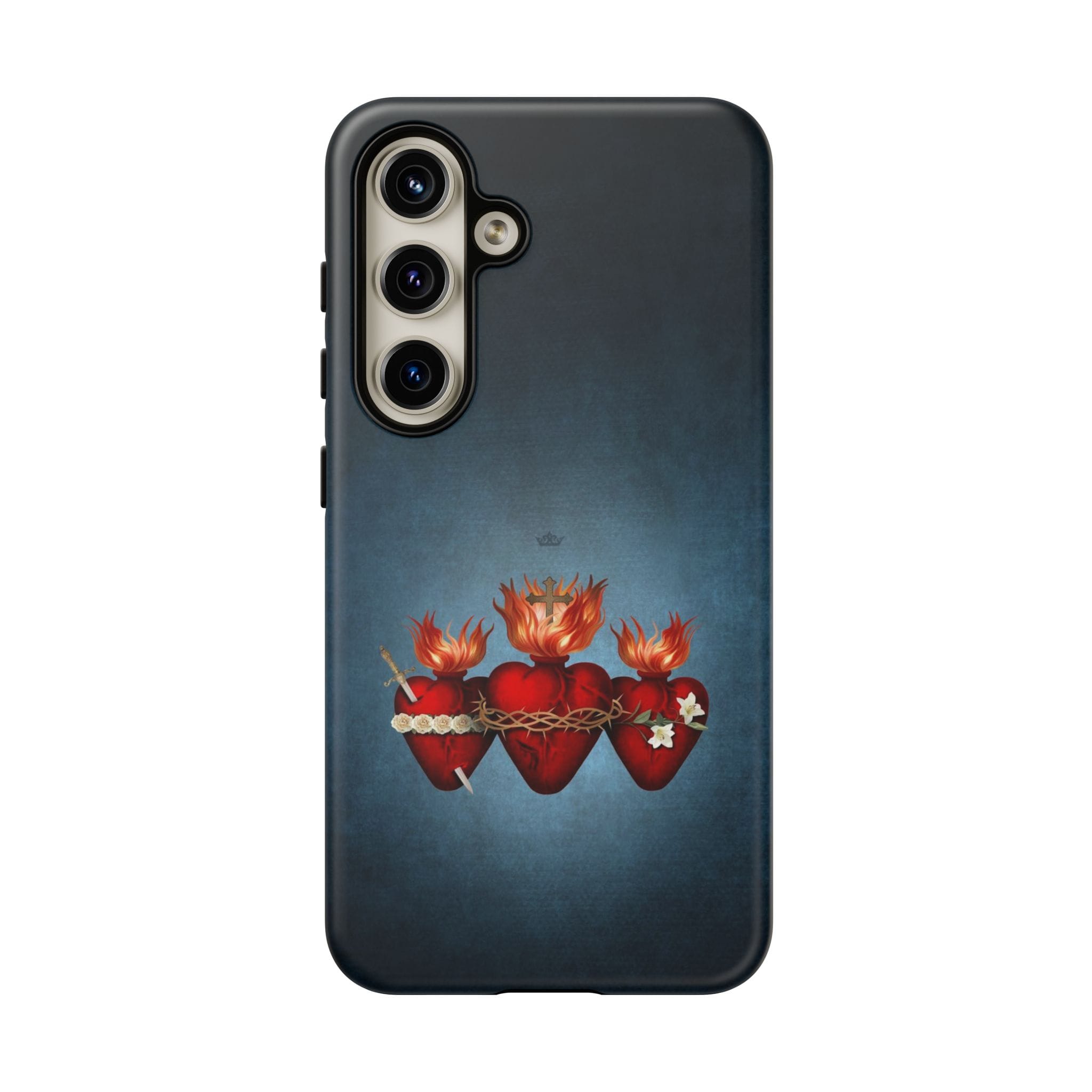 Holy Family Hearts Hard Phone Case (Vintage Blue) Copyright VENXARA