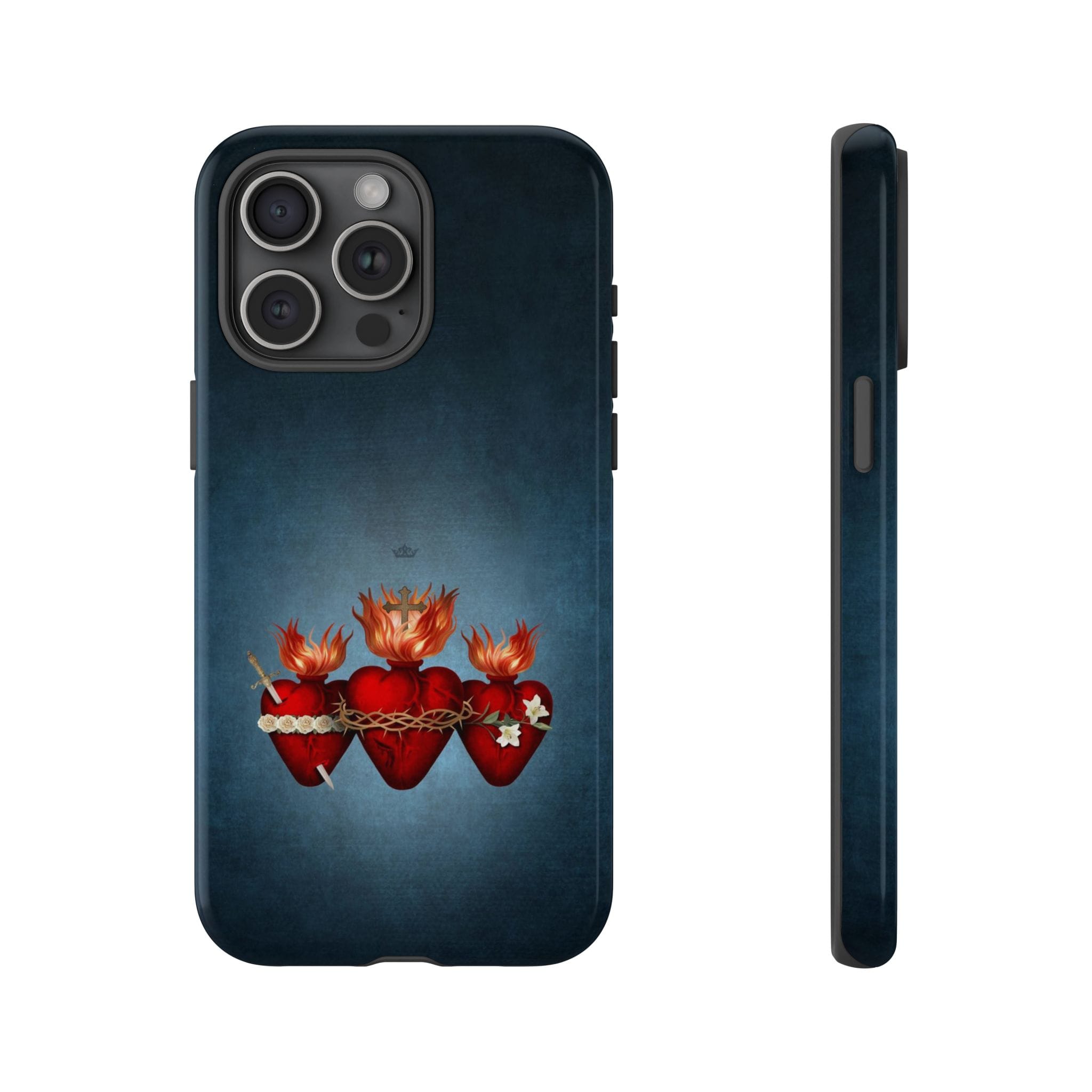 Holy Family Hearts Hard Phone Case (Vintage Blue) Copyright VENXARA