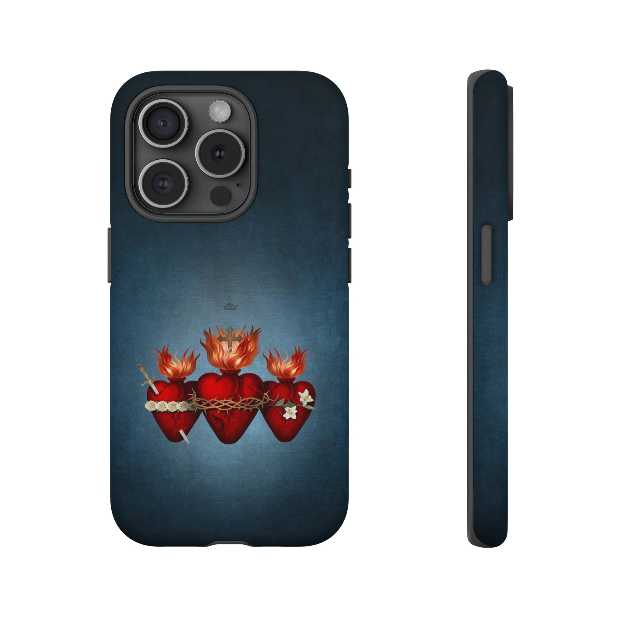 Holy Family Hearts Hard Phone Case (Vintage Blue) Copyright VENXARA