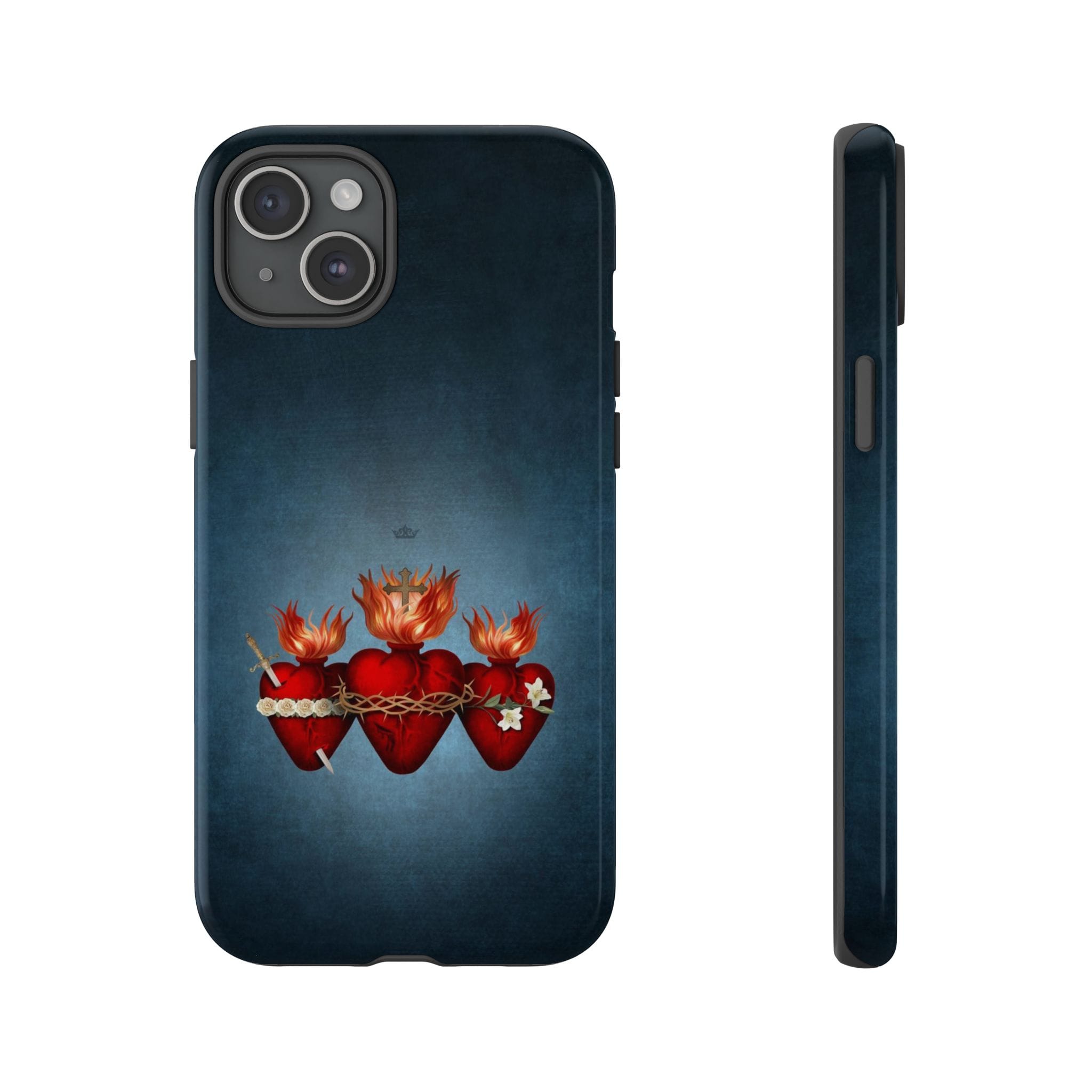 Holy Family Hearts Hard Phone Case (Vintage Blue) Copyright VENXARA