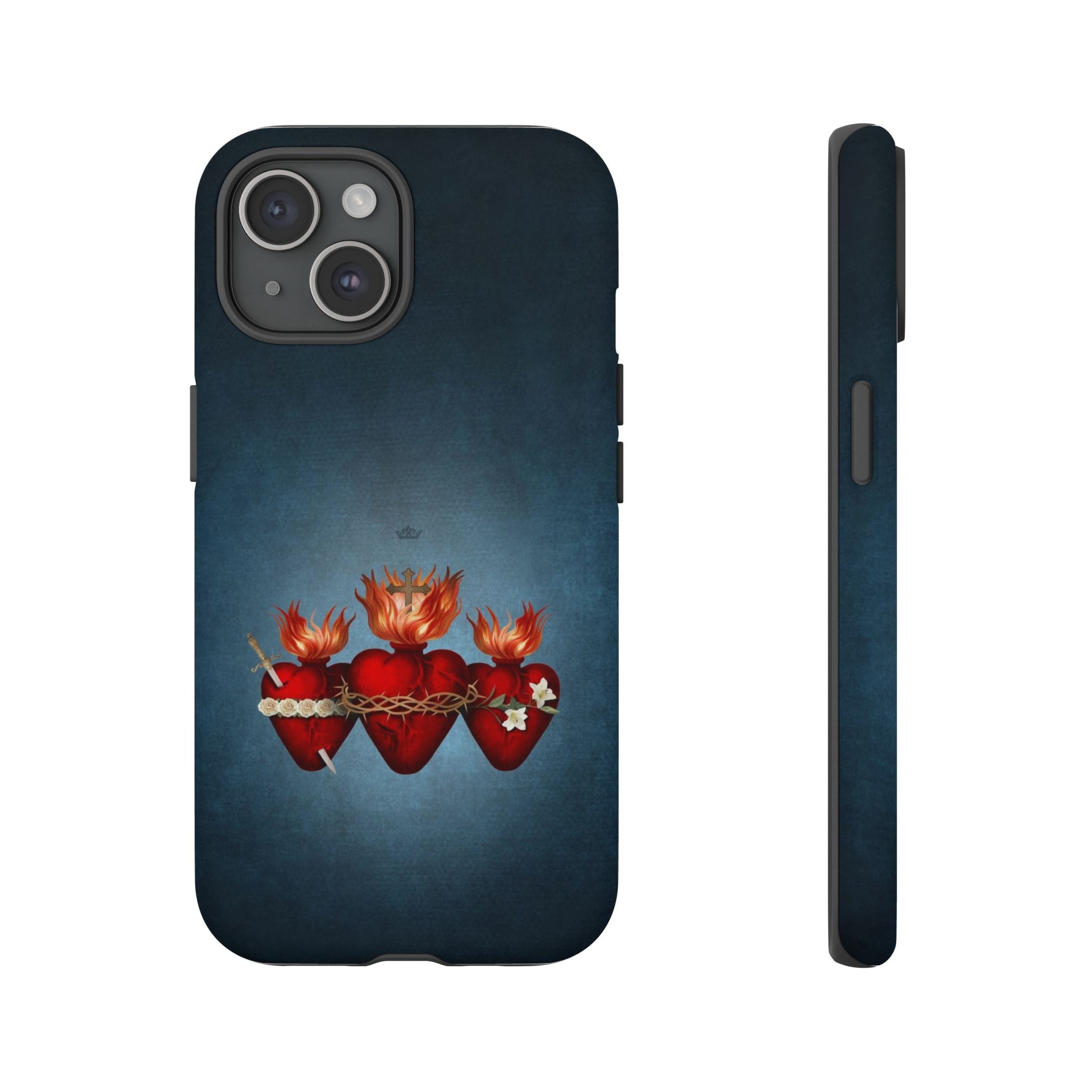 Holy Family Hearts Hard Phone Case (Vintage Blue) Copyright VENXARA