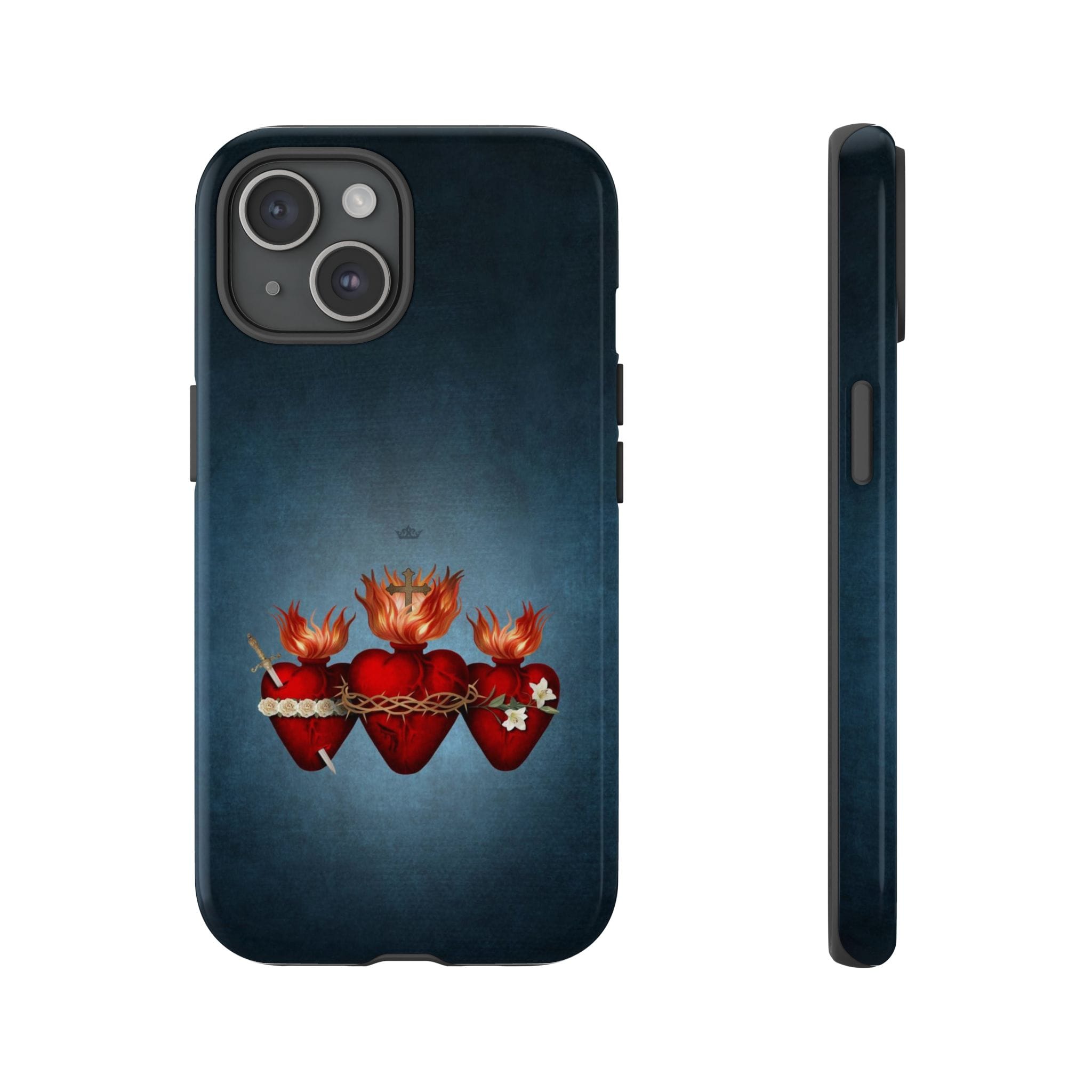 Holy Family Hearts Hard Phone Case (Vintage Blue) Copyright VENXARA