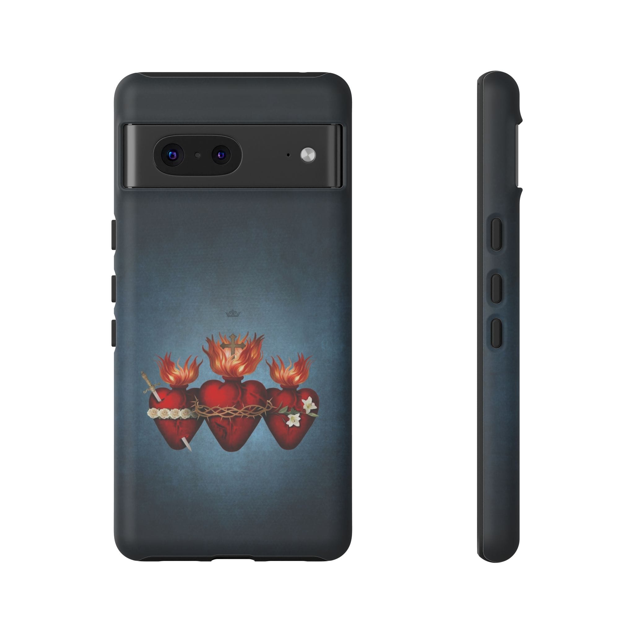 Holy Family Hearts Hard Phone Case (Vintage Blue) Copyright VENXARA