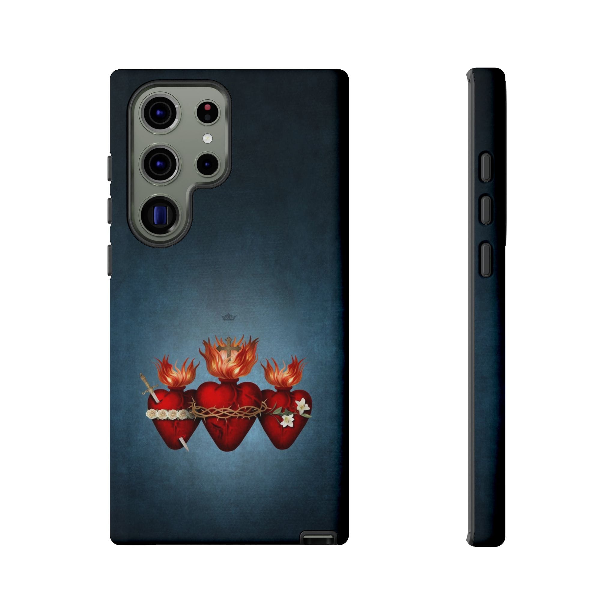 Holy Family Hearts Hard Phone Case (Vintage Blue) Copyright VENXARA