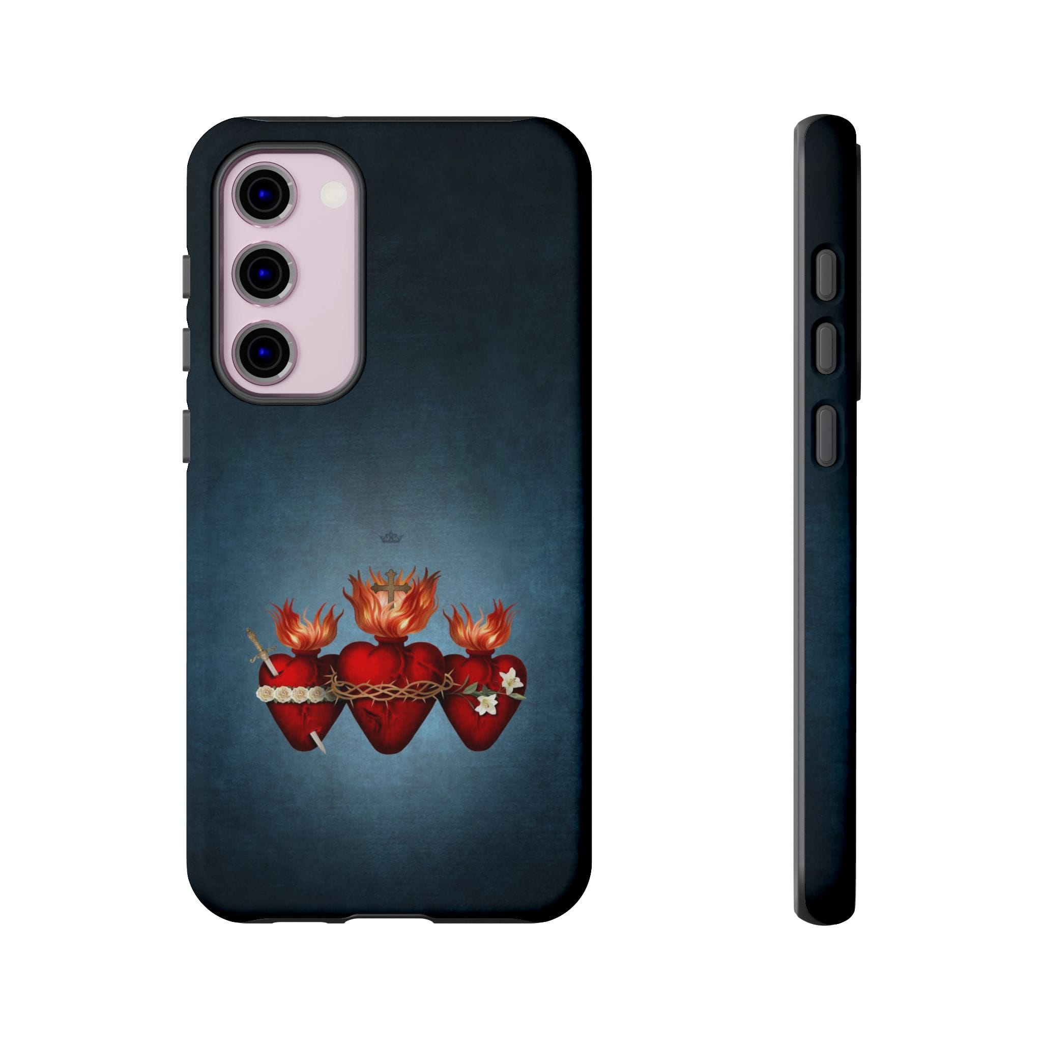 Holy Family Hearts Hard Phone Case (Vintage Blue) Copyright VENXARA