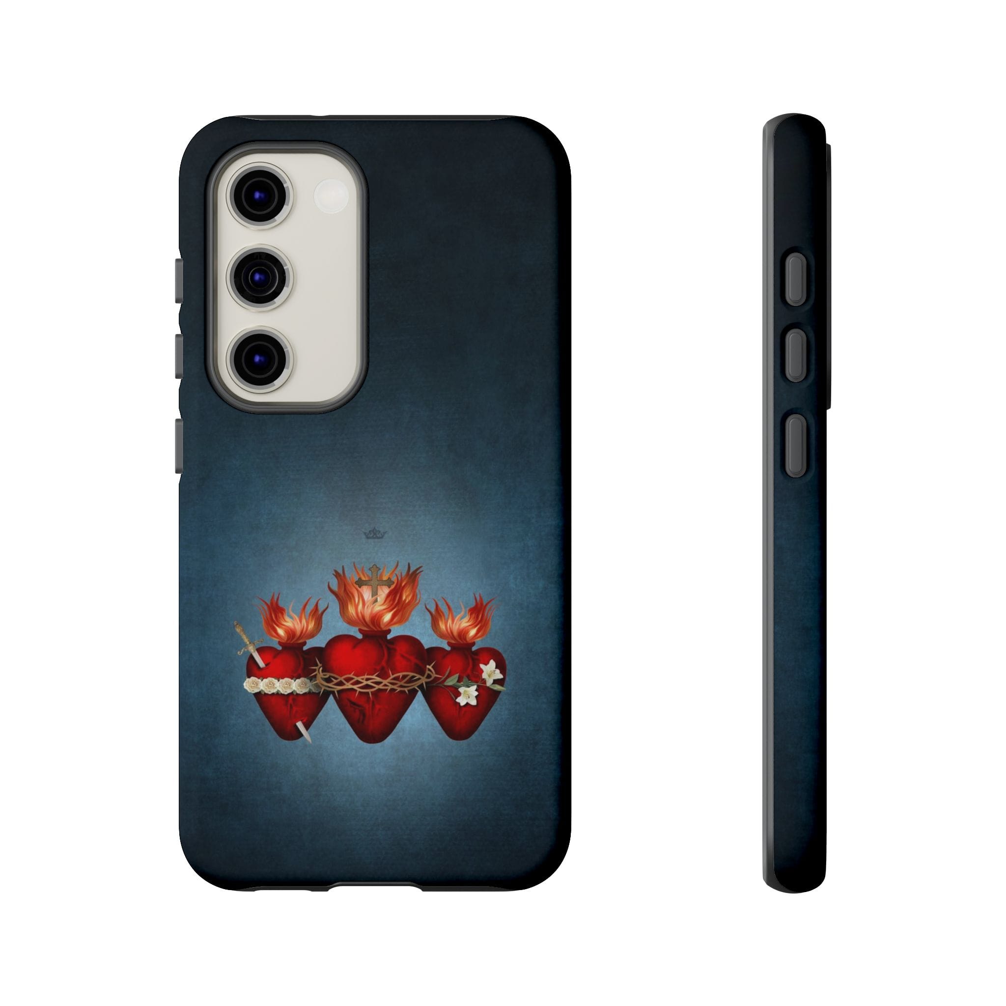 Holy Family Hearts Hard Phone Case (Vintage Blue) Copyright VENXARA