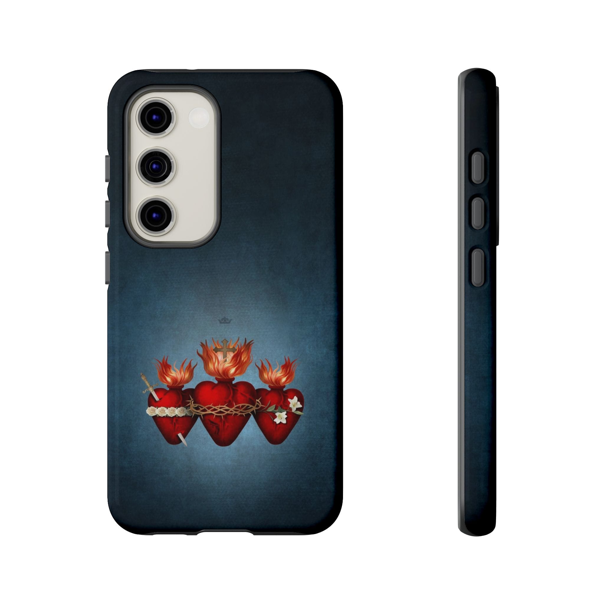 Holy Family Hearts Hard Phone Case (Vintage Blue) Copyright VENXARA