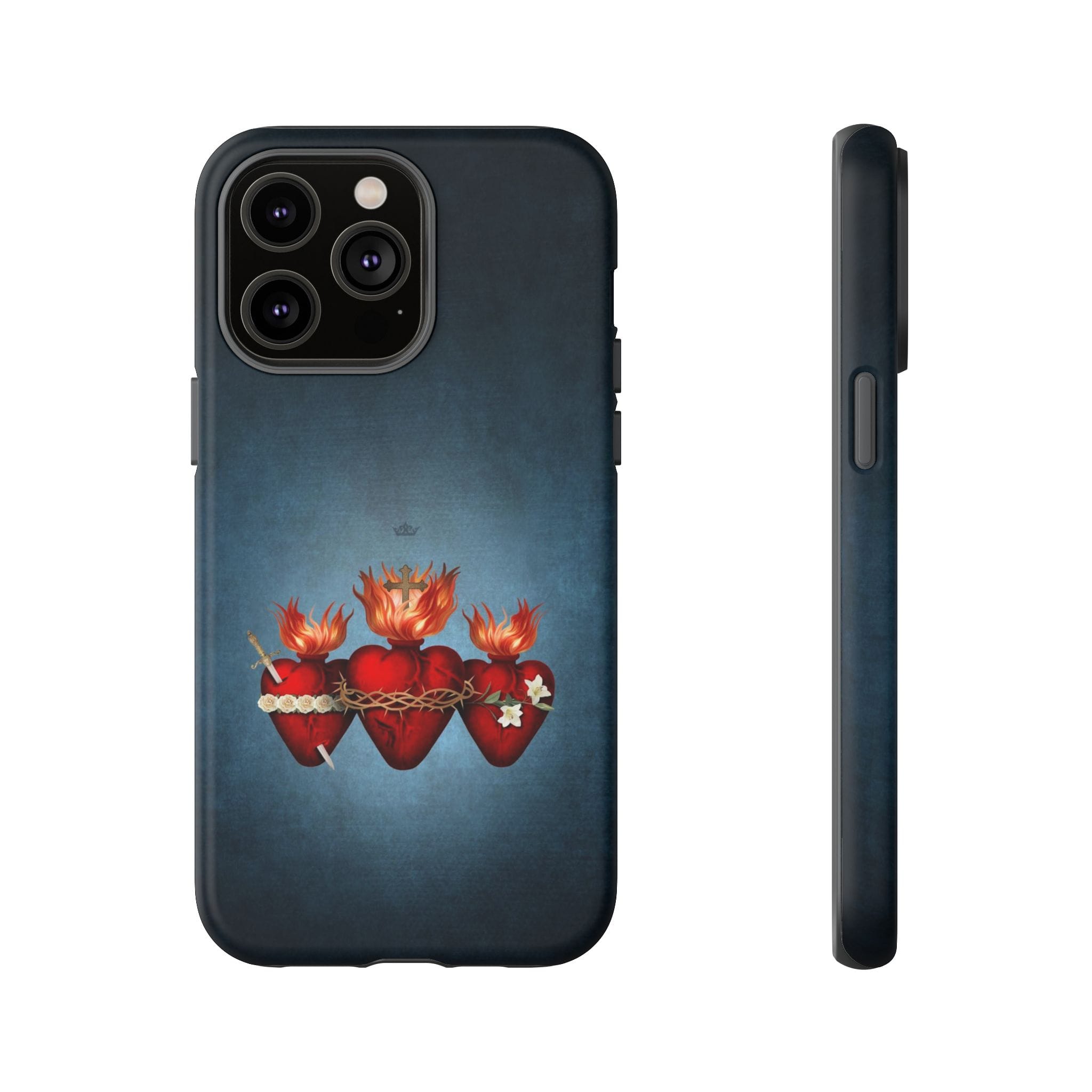 Holy Family Hearts Hard Phone Case (Vintage Blue) Copyright VENXARA