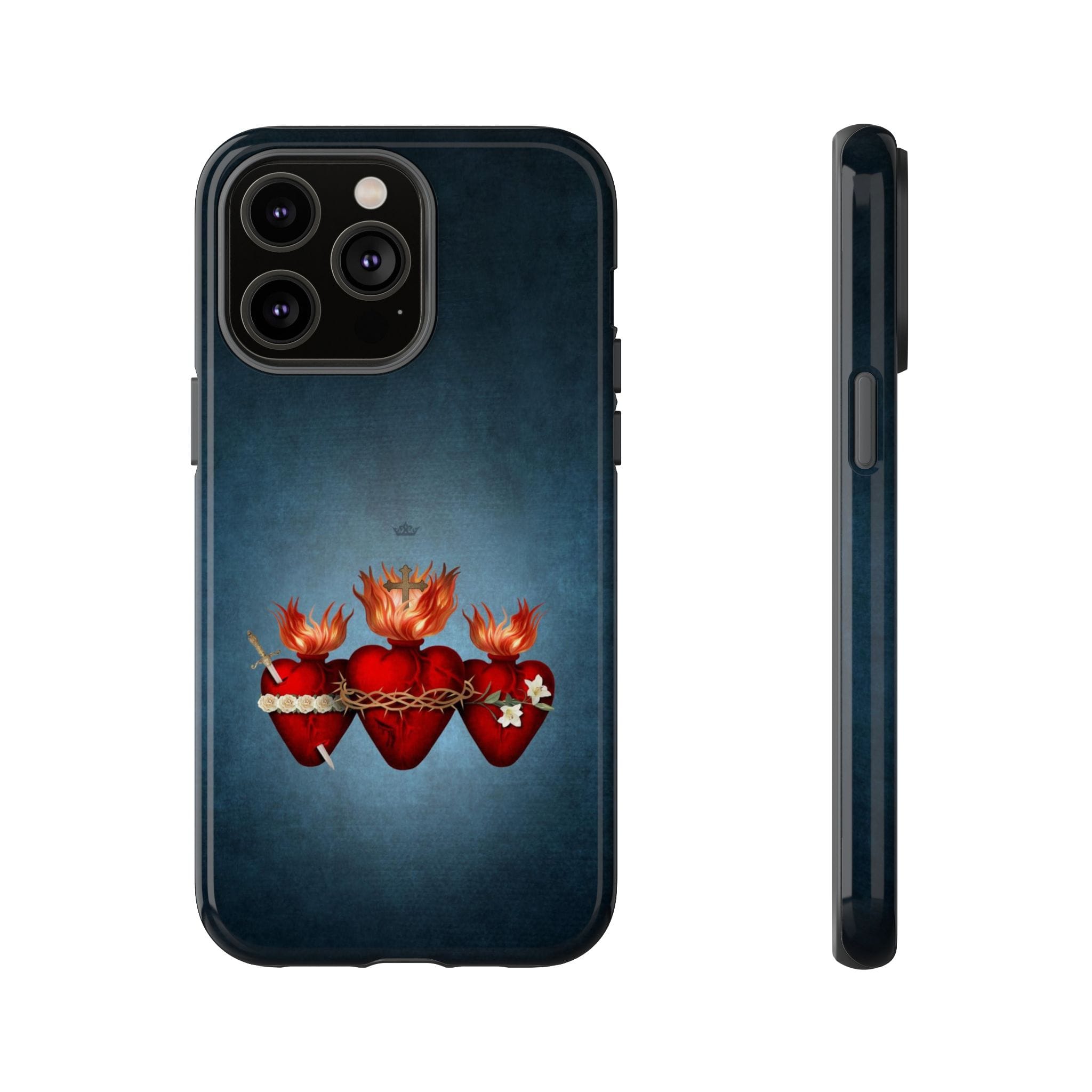Holy Family Hearts Hard Phone Case (Vintage Blue) Copyright VENXARA