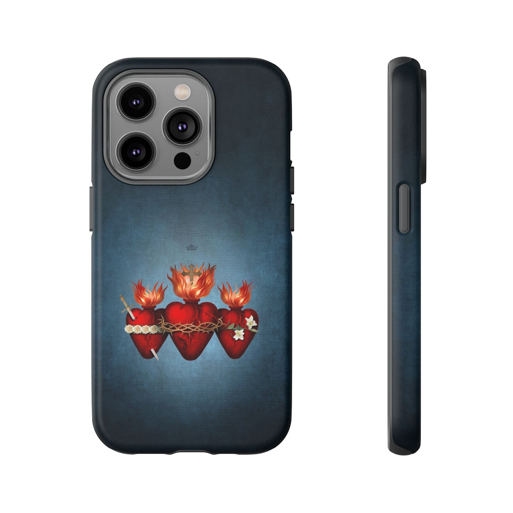 Holy Family Hearts Hard Phone Case (Vintage Blue) Copyright VENXARA