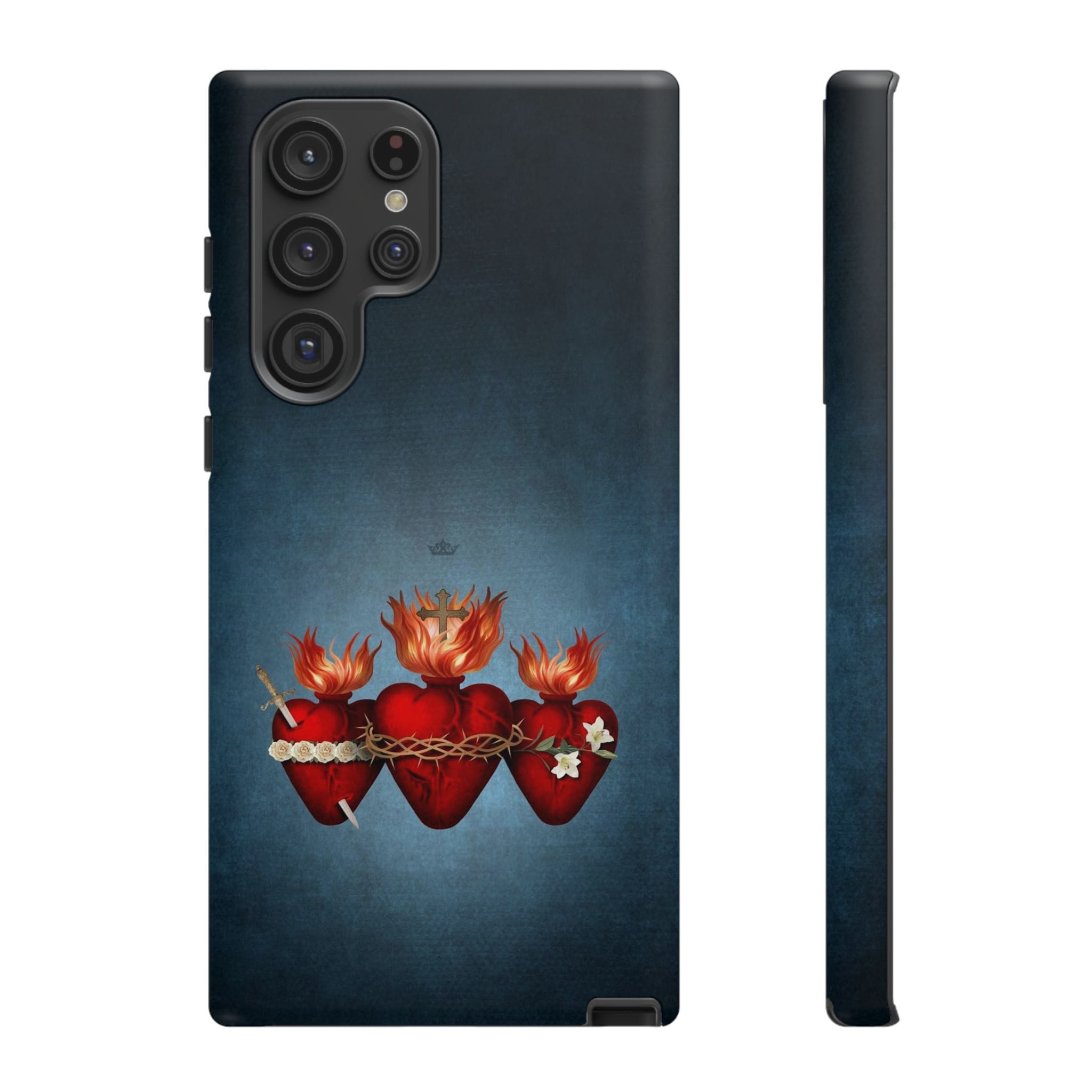 Holy Family Hearts Hard Phone Case (Vintage Blue) Copyright VENXARA