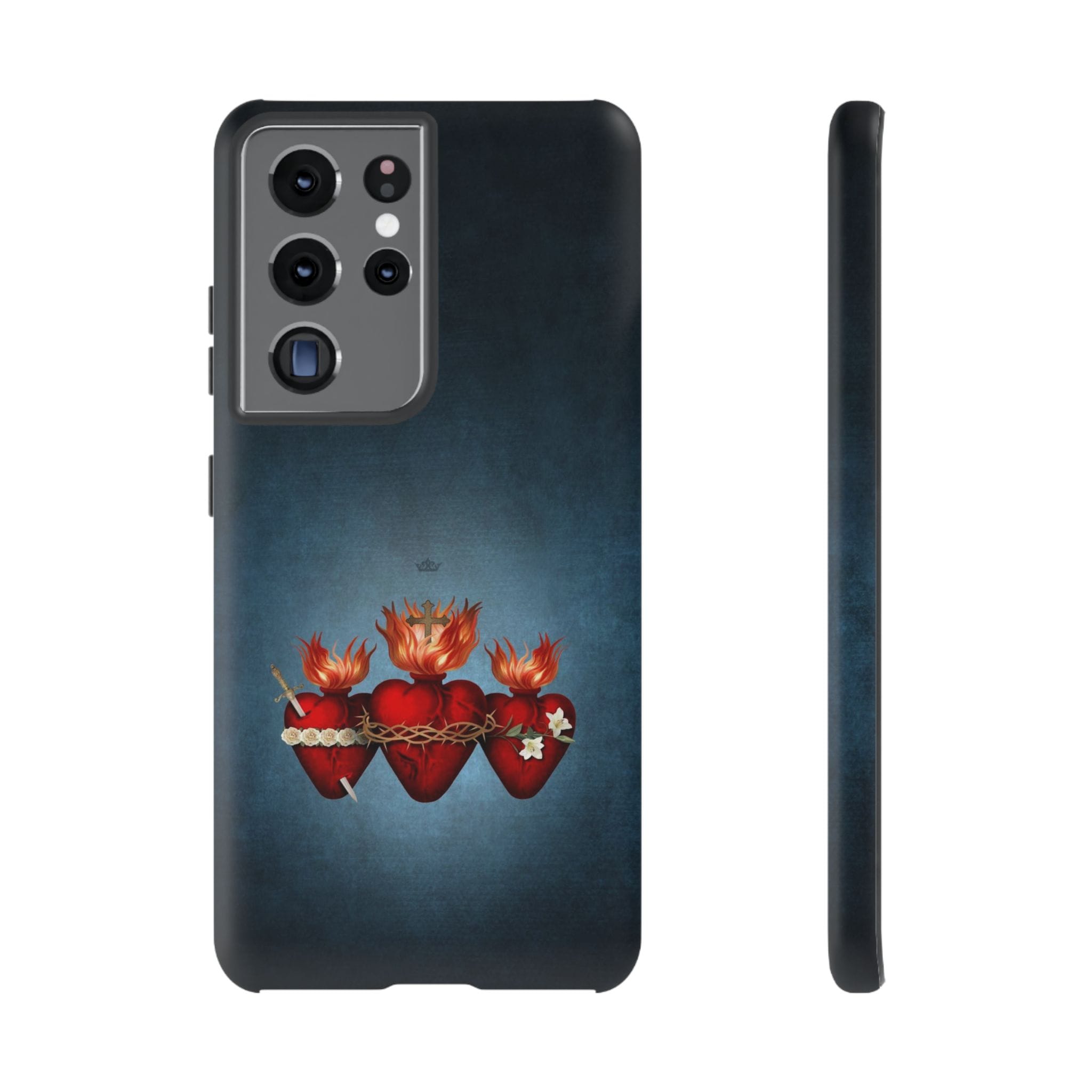 Holy Family Hearts Hard Phone Case (Vintage Blue) Copyright VENXARA
