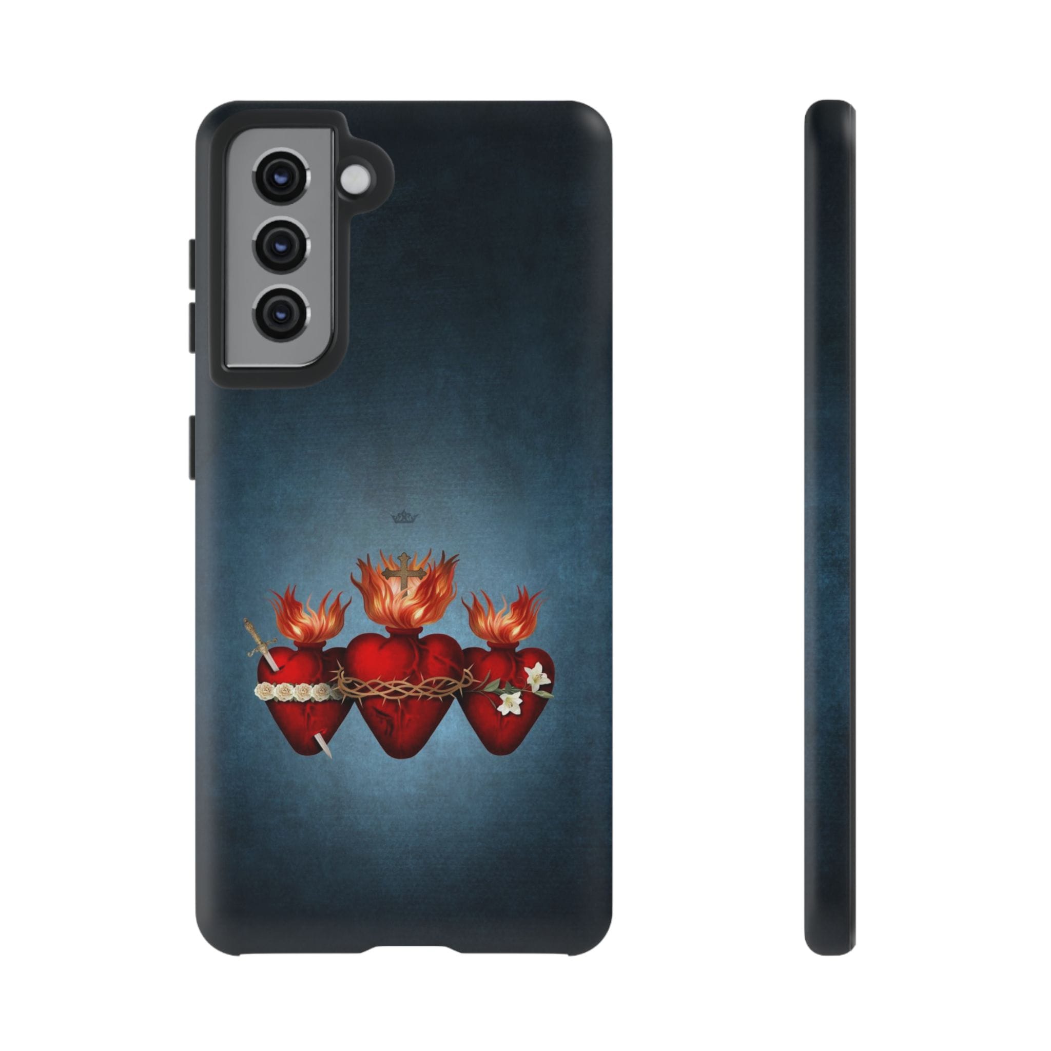 Holy Family Hearts Hard Phone Case (Vintage Blue) Copyright VENXARA