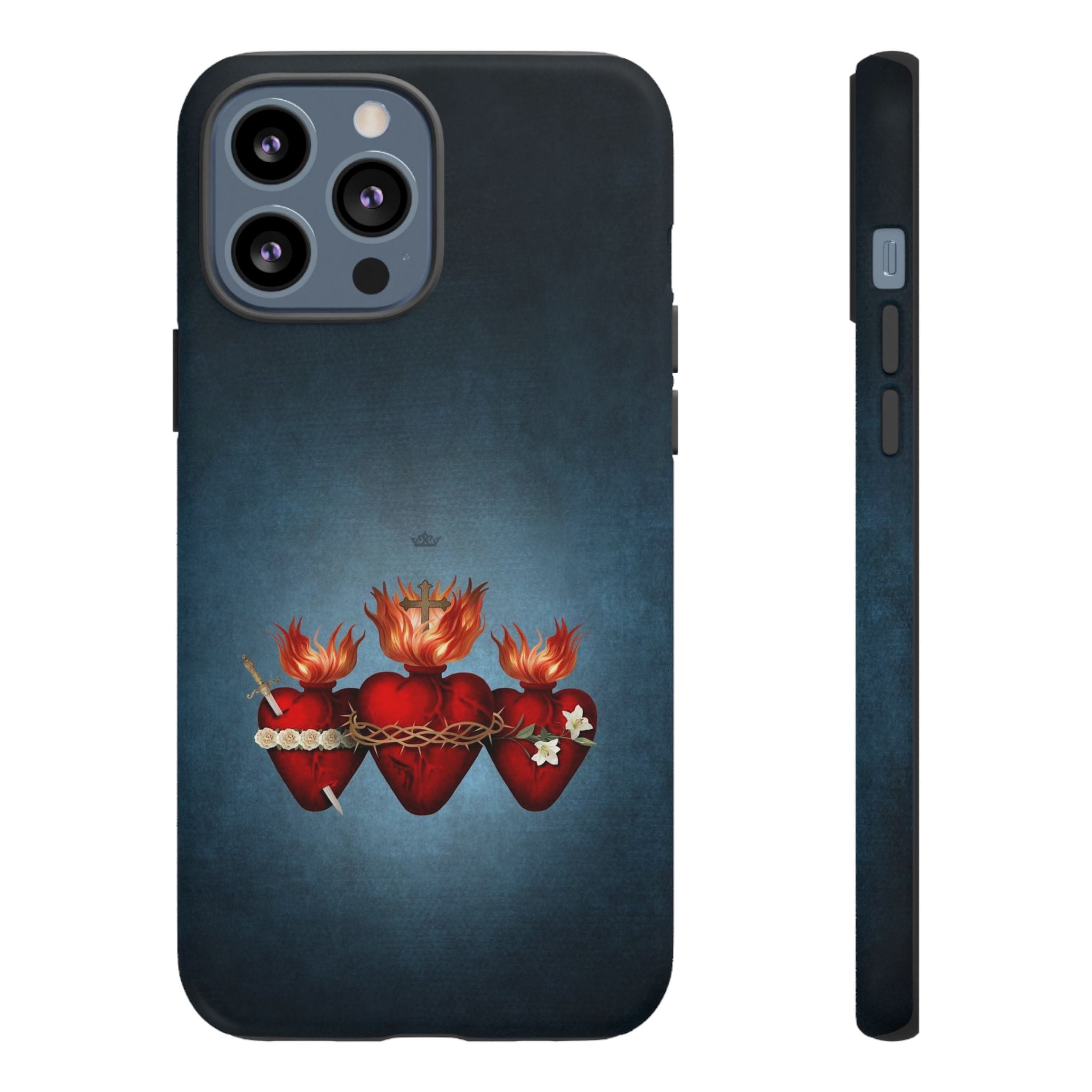 Holy Family Hearts Hard Phone Case (Vintage Blue) Copyright VENXARA