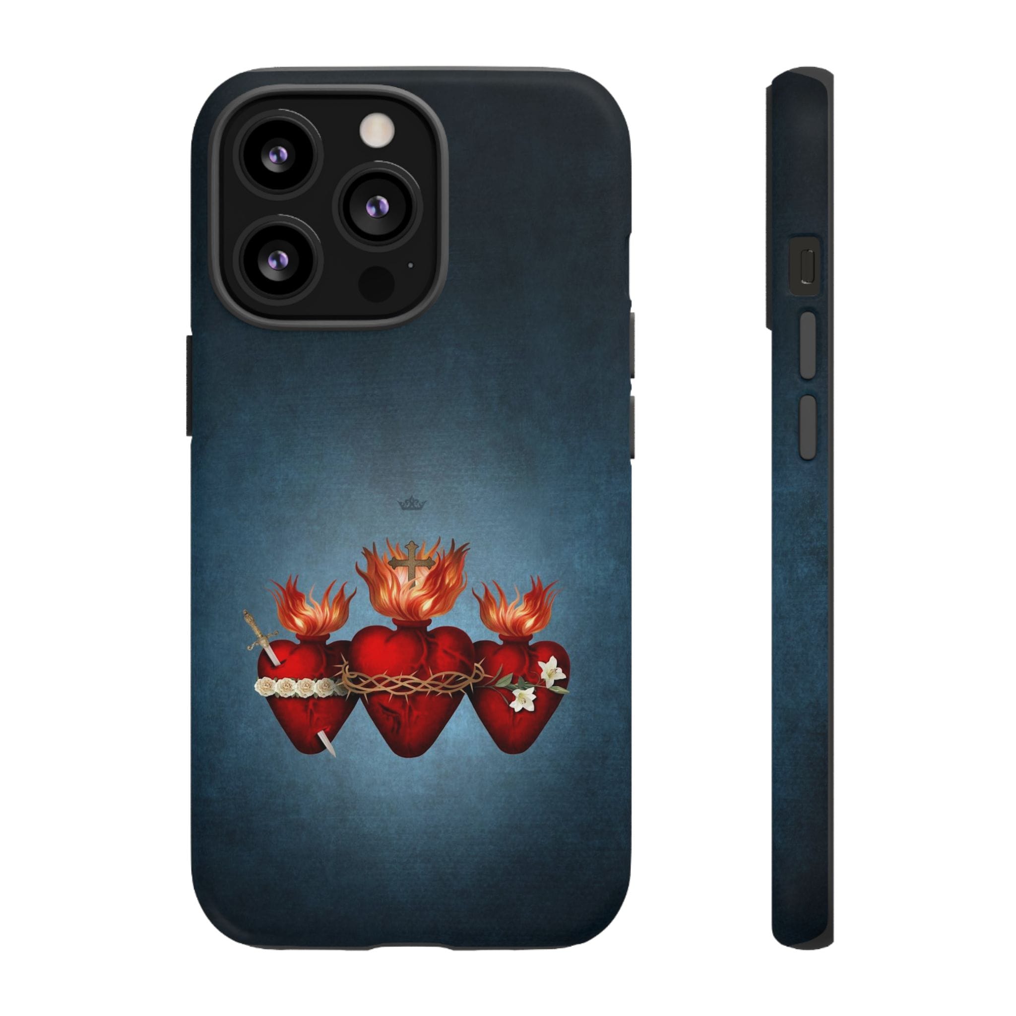 Holy Family Hearts Hard Phone Case (Vintage Blue) Copyright VENXARA