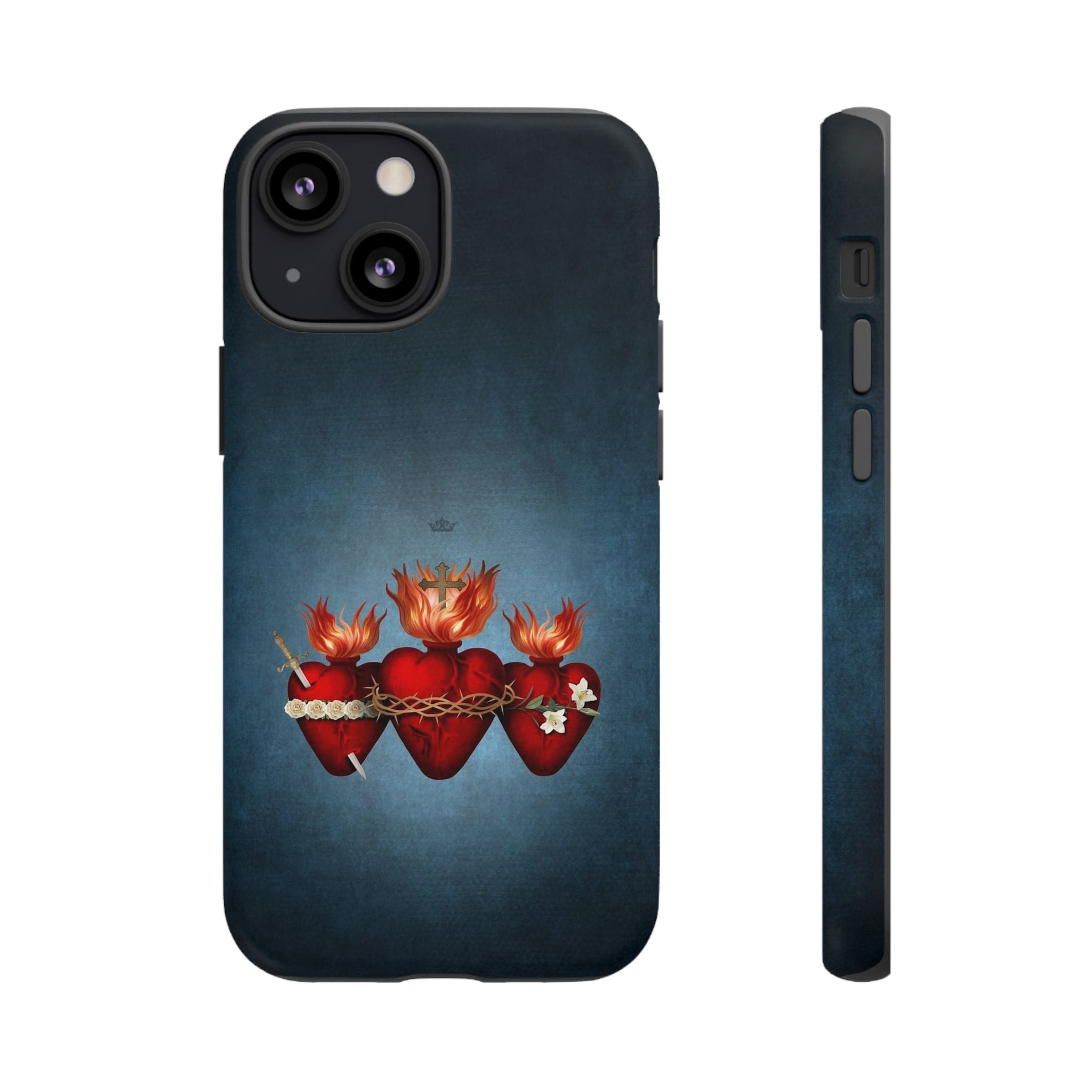 Holy Family Hearts Hard Phone Case (Vintage Blue) Copyright VENXARA
