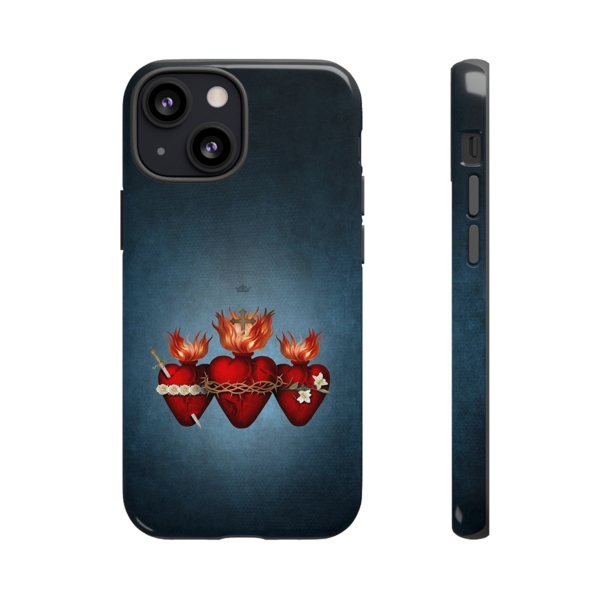 Holy Family Hearts Hard Phone Case (Vintage Blue) Copyright VENXARA