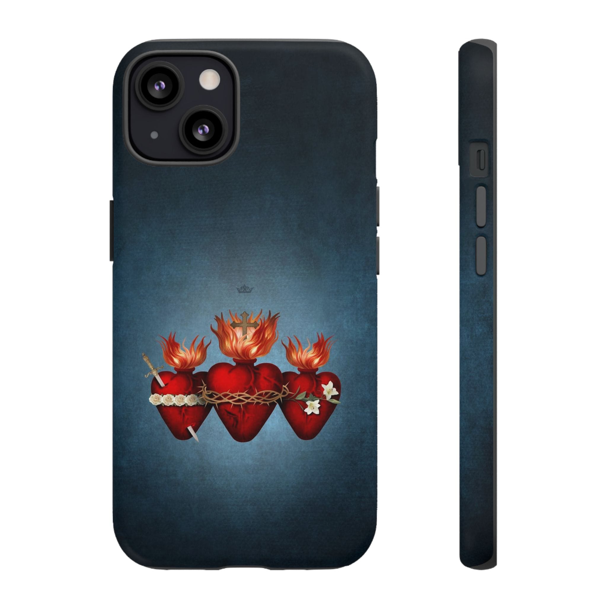 Holy Family Hearts Hard Phone Case (Vintage Blue) Copyright VENXARA