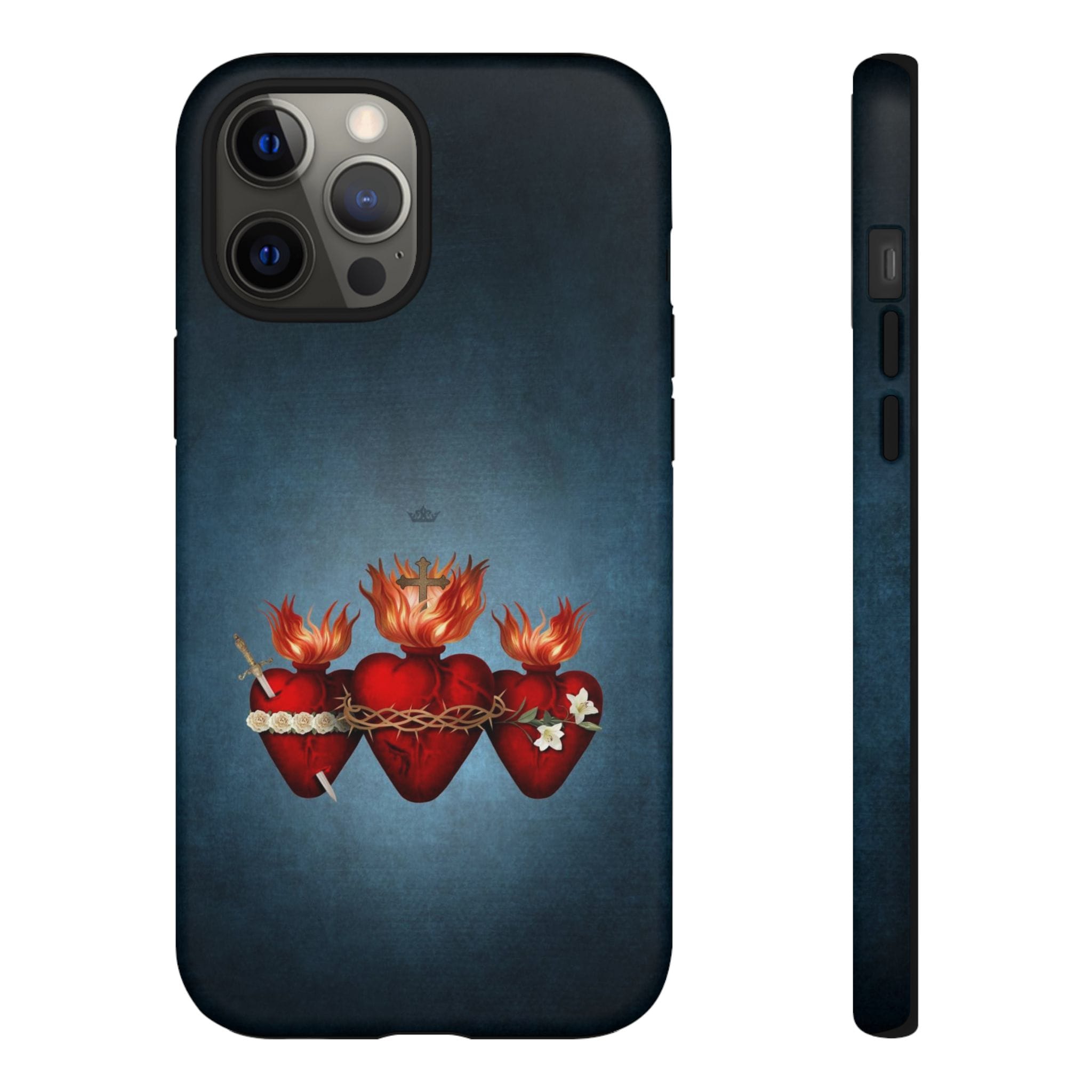 Holy Family Hearts Hard Phone Case (Vintage Blue) Copyright VENXARA