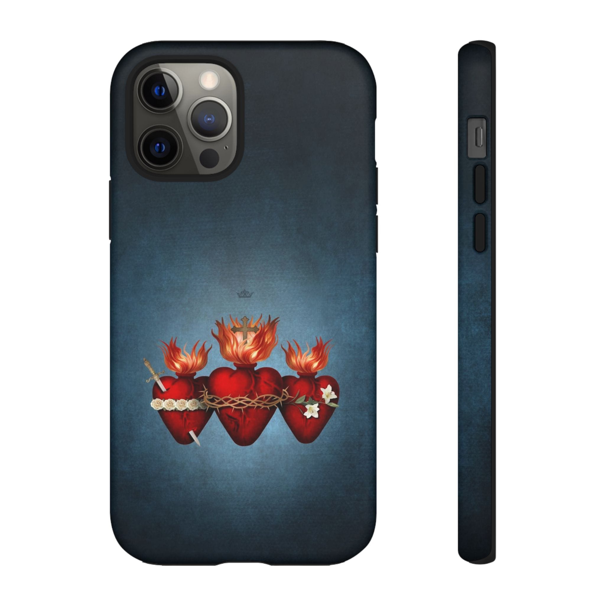 Holy Family Hearts Hard Phone Case (Vintage Blue) Copyright VENXARA