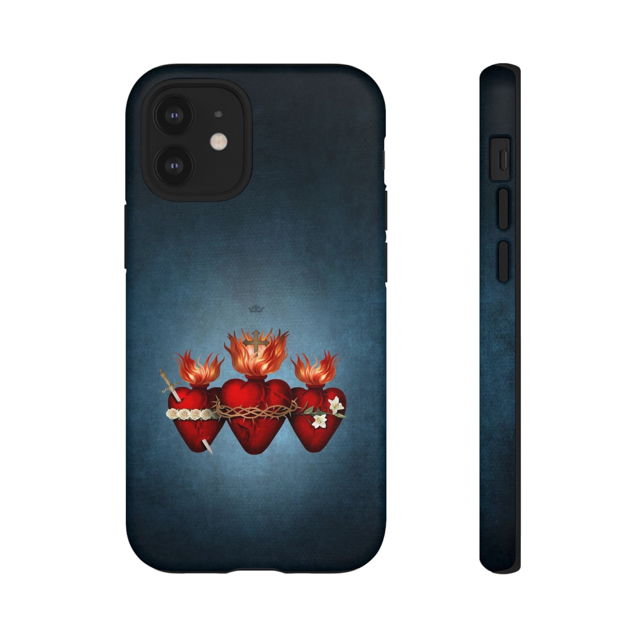 Holy Family Hearts Hard Phone Case (Vintage Blue) Copyright VENXARA