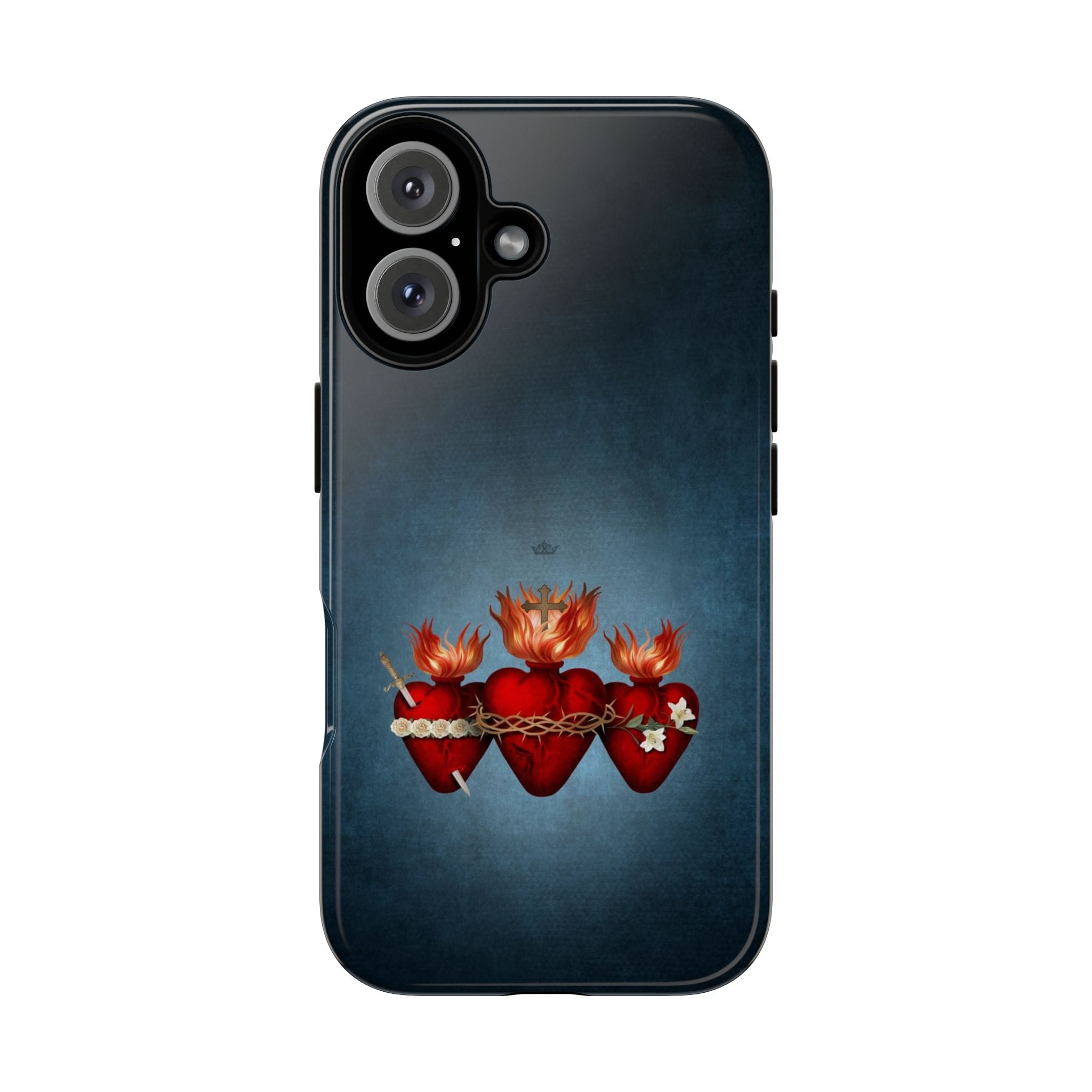 Holy Family Hearts Hard Phone Case (Vintage Blue) Copyright VENXARA