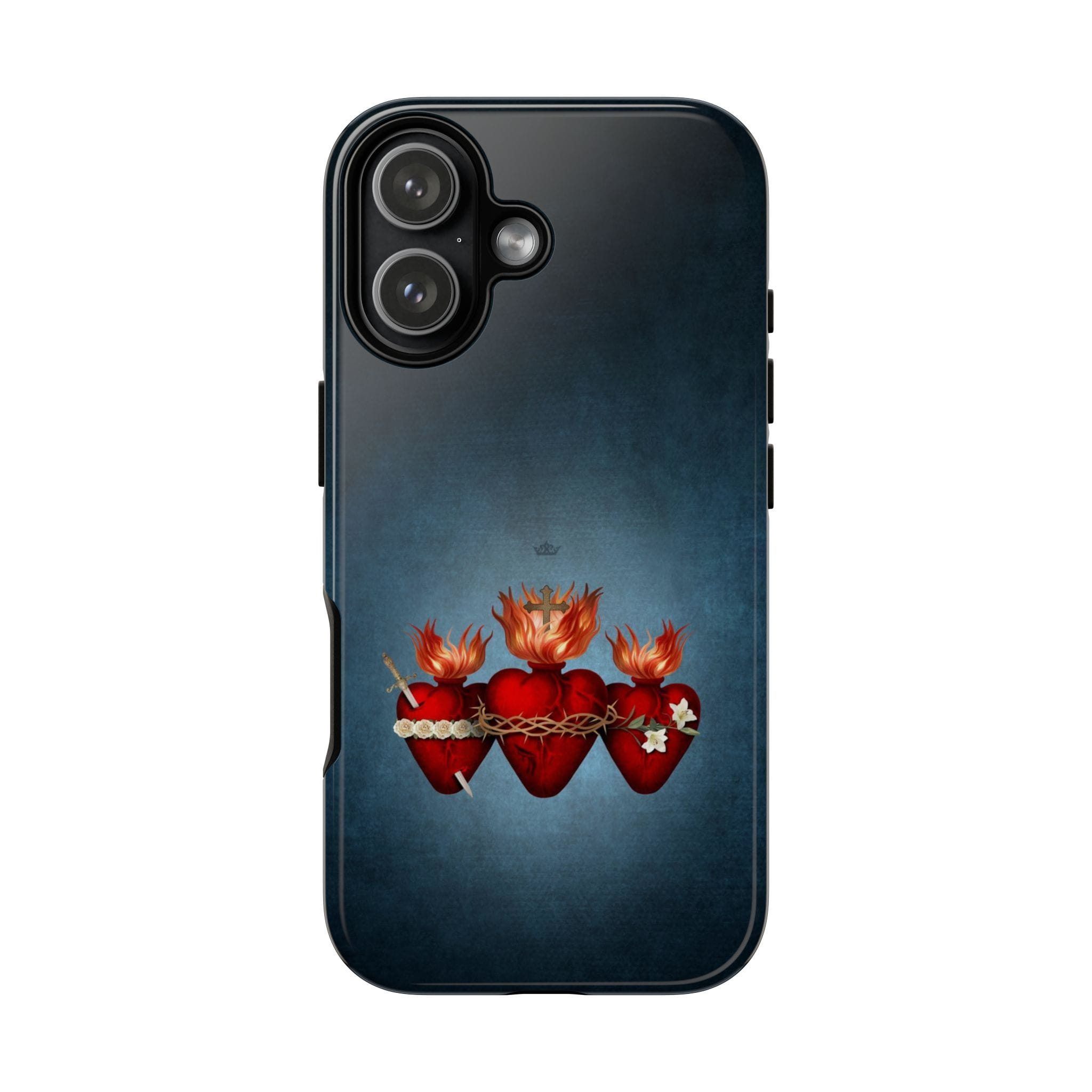 Holy Family Hearts Hard Phone Case (Vintage Blue) Copyright VENXARA