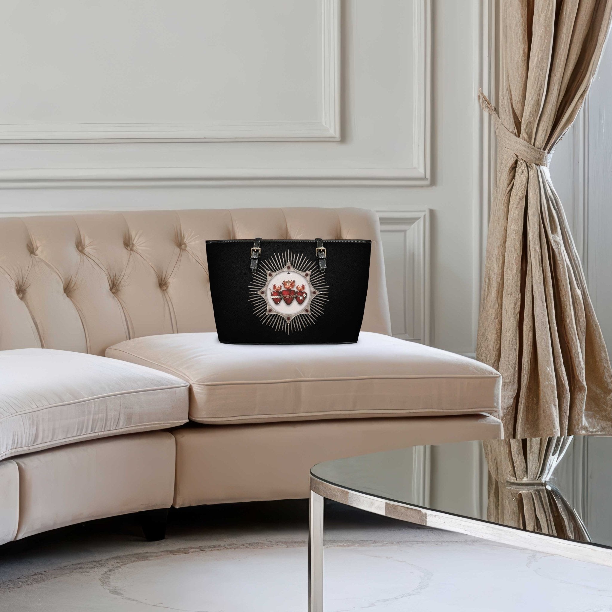 Holy Family Hearts Tote Bag (Black) - VENXARA®